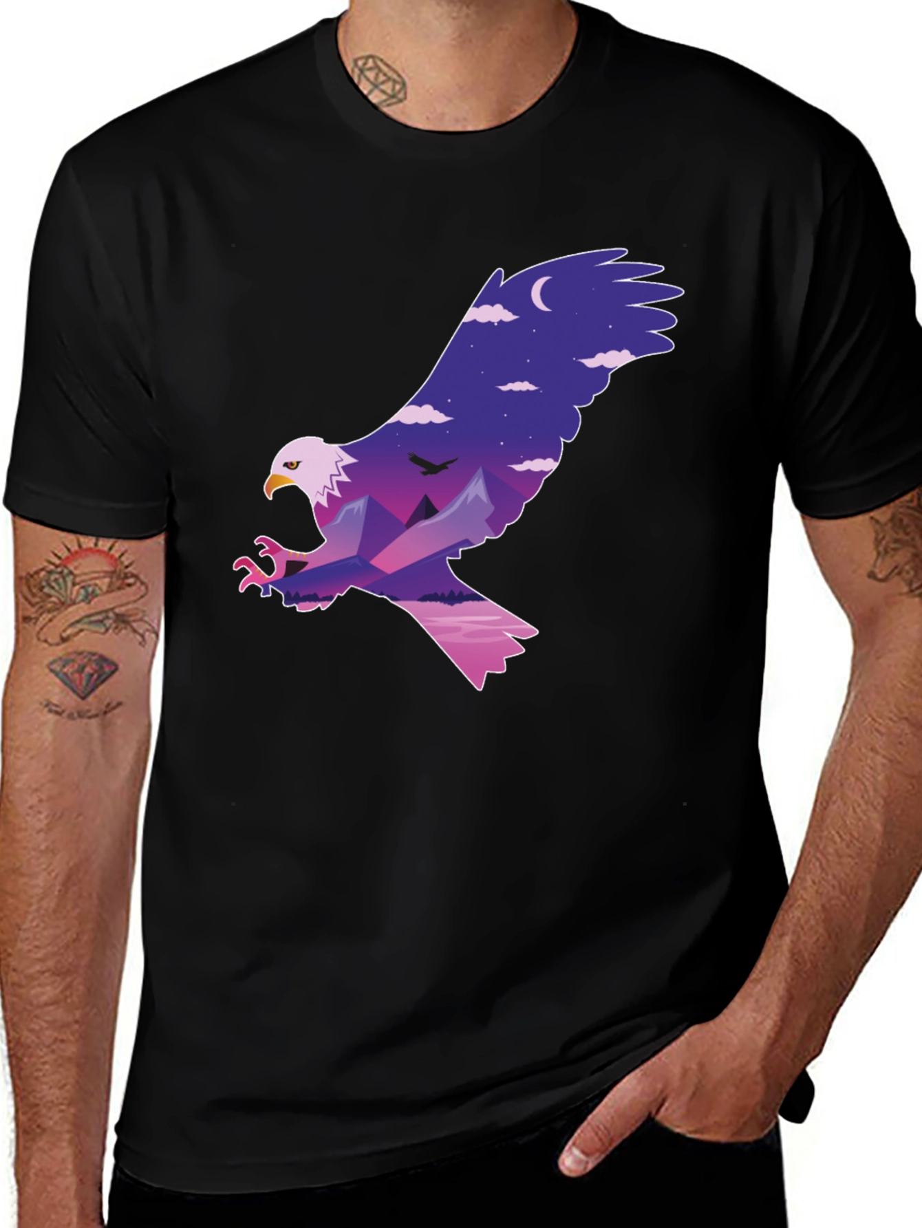 Black Eagle Mountainscape Graphic T-Shirt main image