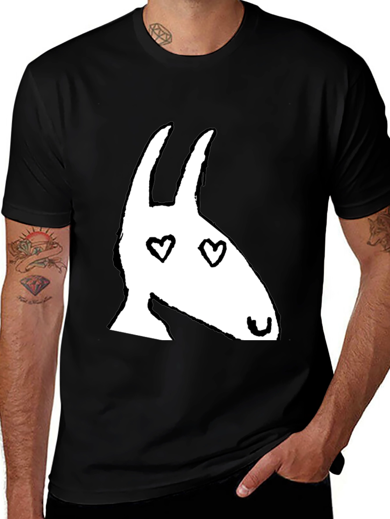 Variant 9 of Black T-Shirt with Heart-Eyed Donkey Graphic