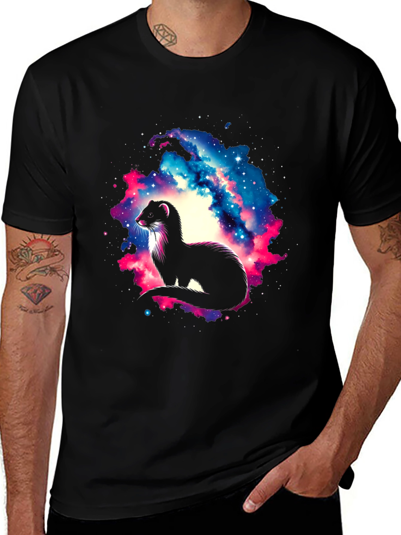 Variant 9 of Galaxy Ferret Graphic Tee - Black T-Shirt