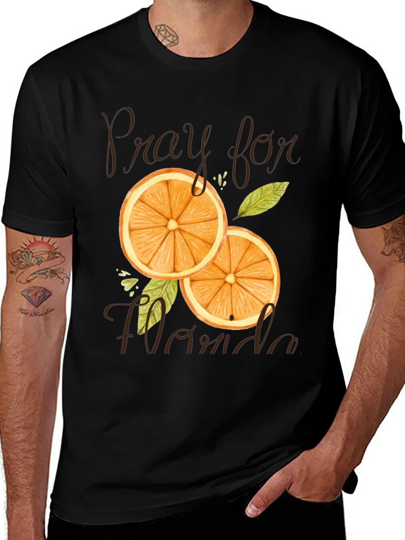 Variant 6 of Pray for Florida Orange Fruit Graphic Tee