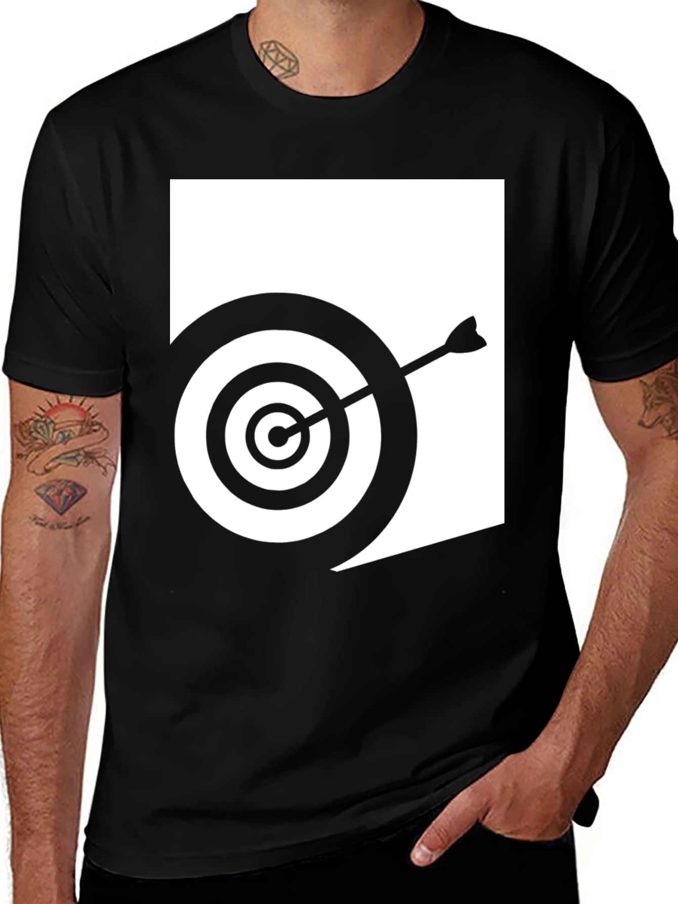 Variant 20 of Target Bullseye Arrow Graphic Black T-Shirt