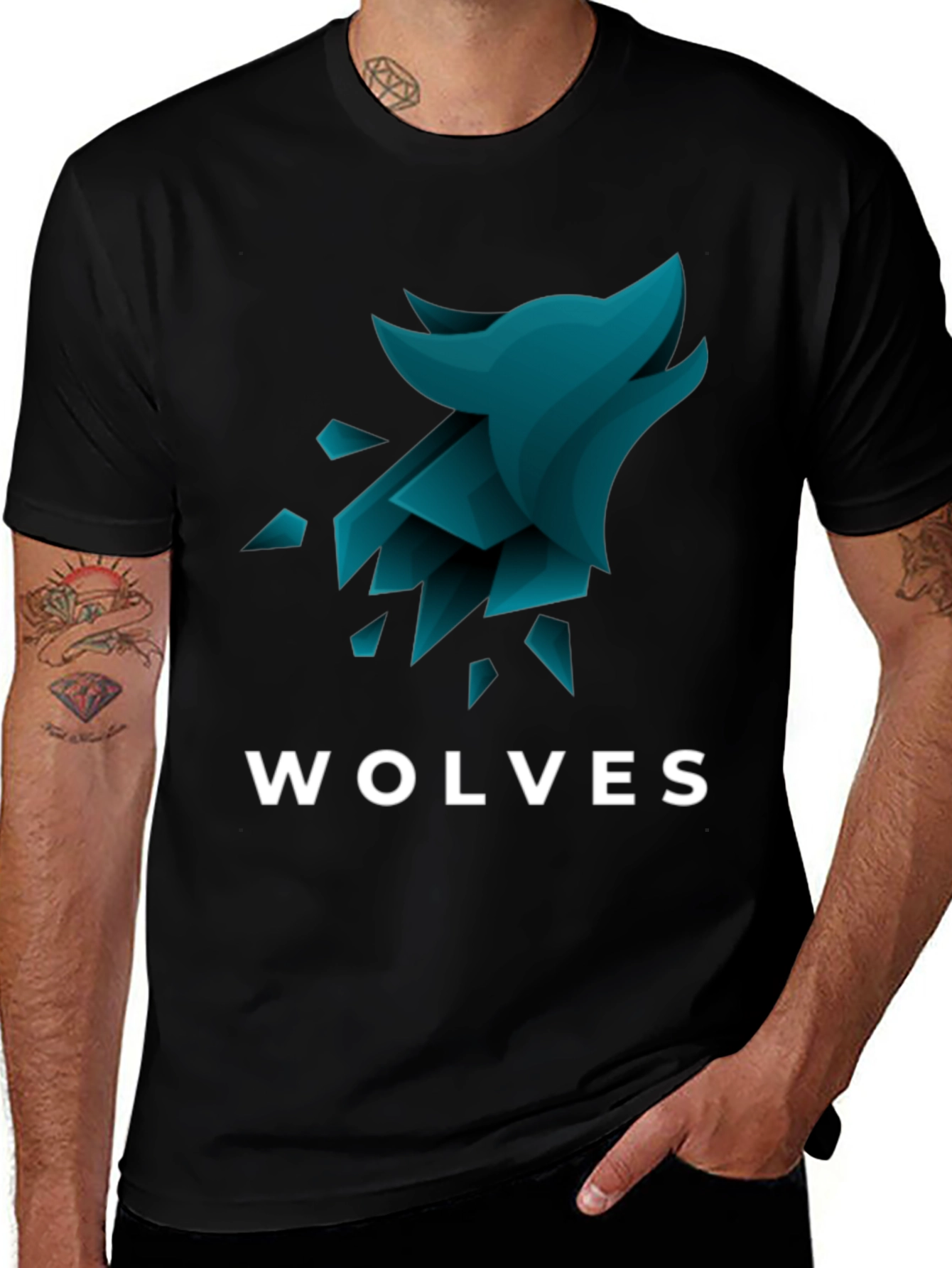 Wolves Graphic Tee - Stylish Men's Black T-Shirt