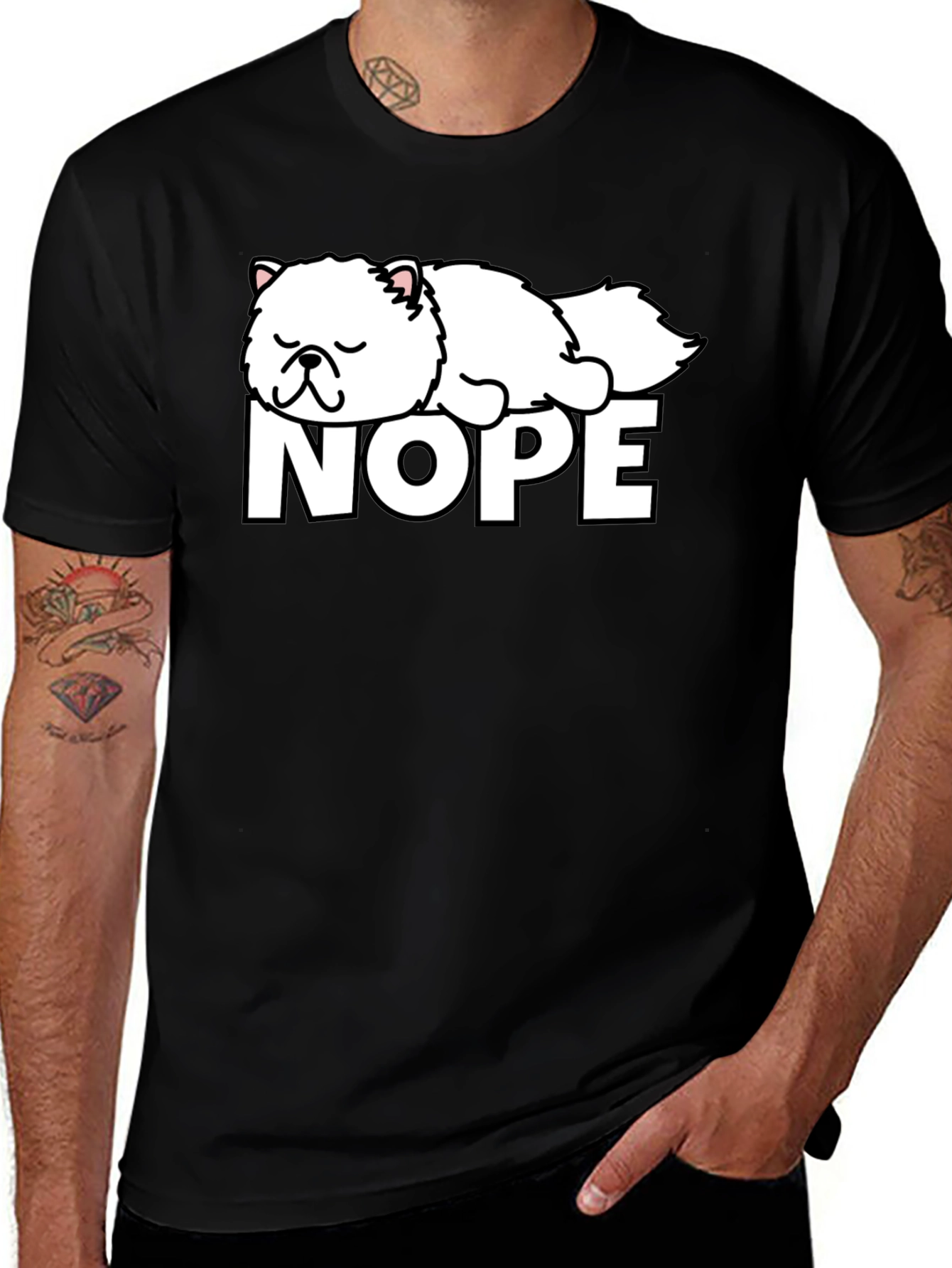 Variant 2 of Nope Cat T-Shirt - Lazy Day Vibes, Soft Cotton Tee