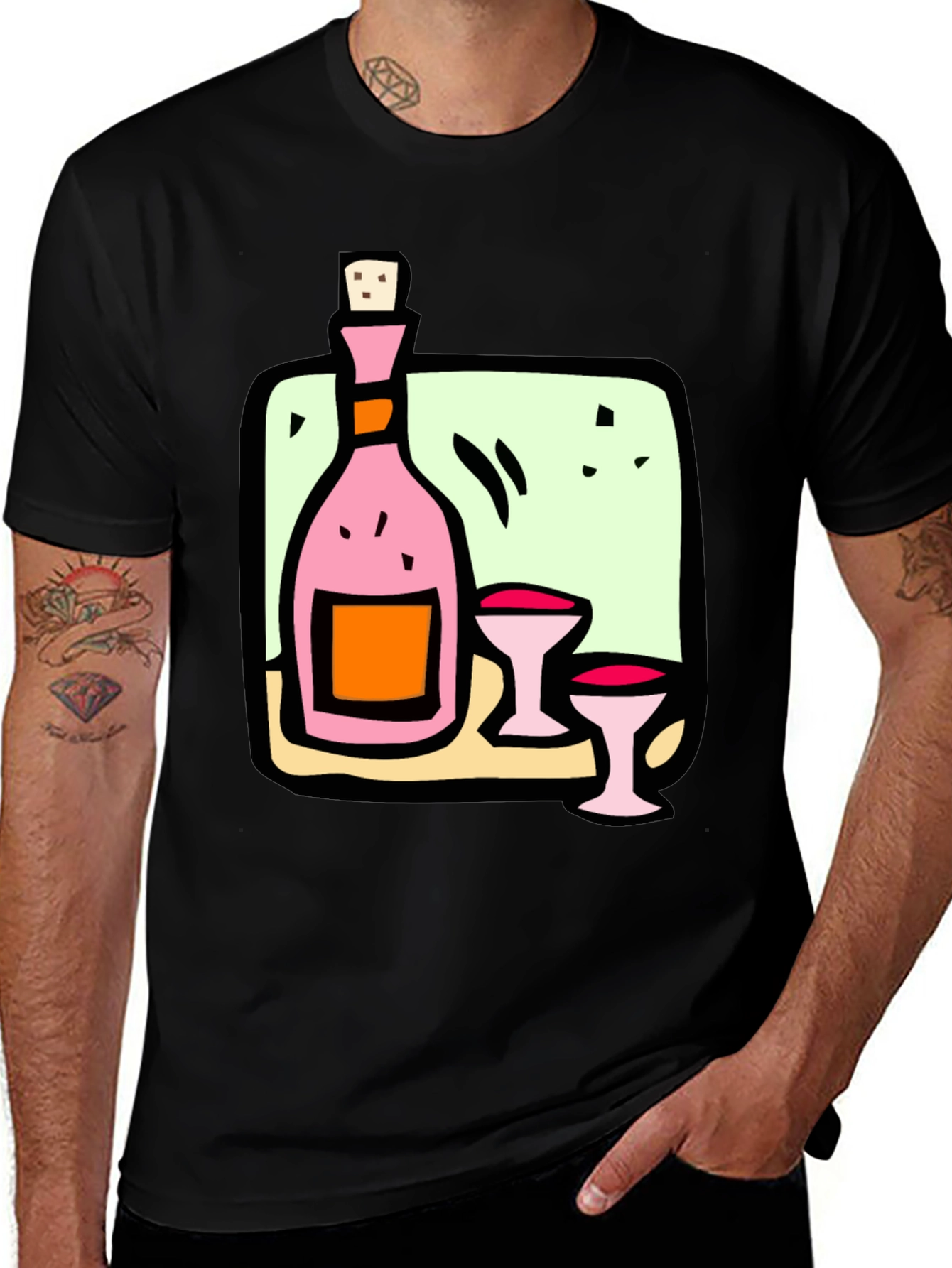 Variant 28 of Wine Bottle and Glasses Graphic Tee