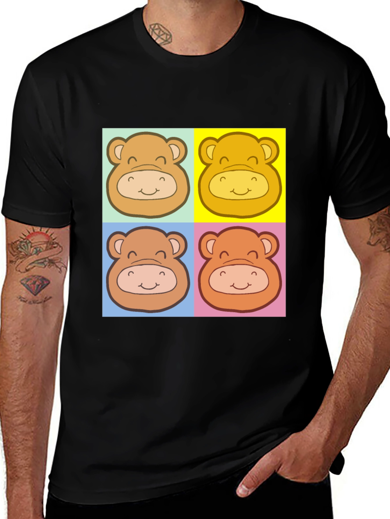 Variant 30 of Cute Bear Graphic Black T-Shirt