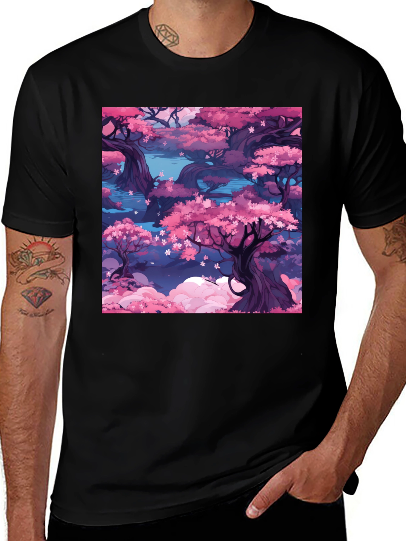 Sakura Blossom T-Shirt: Artistic Floral Design