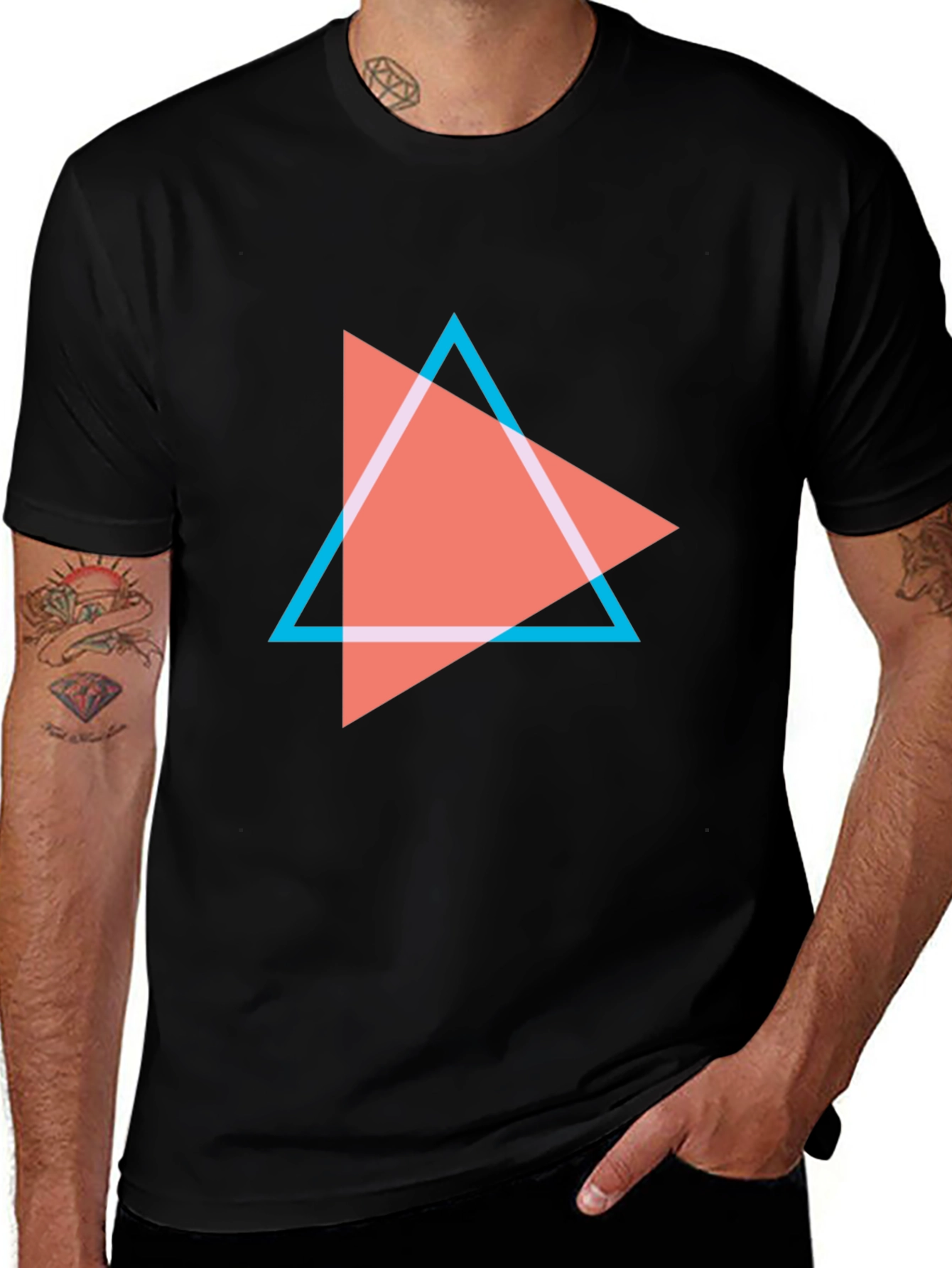 Variant 10 of Geometric Triangle Graphic Tee - Modern Black T-Shirt