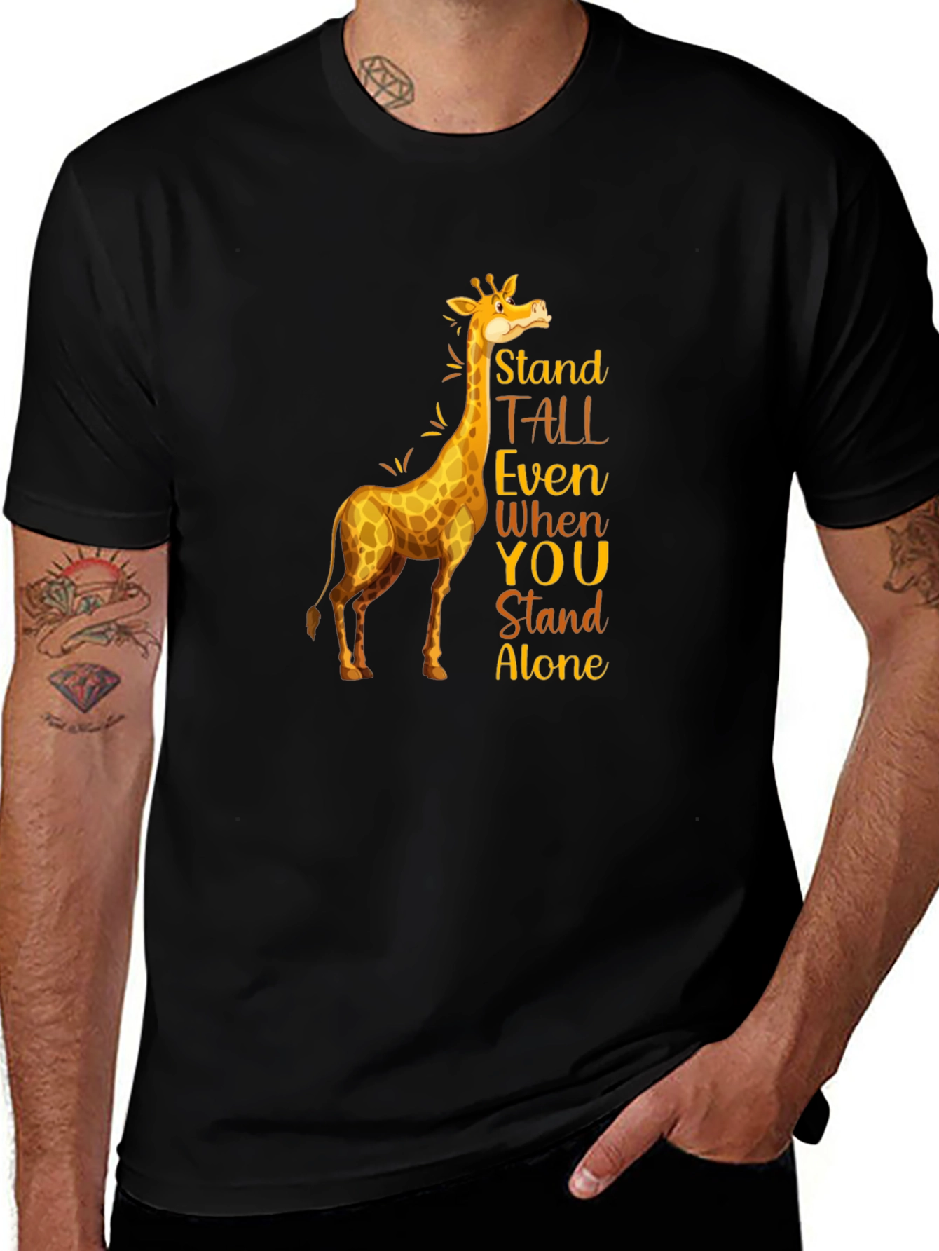 Variant 2 of Stand Tall Giraffe Graphic Tee - Black