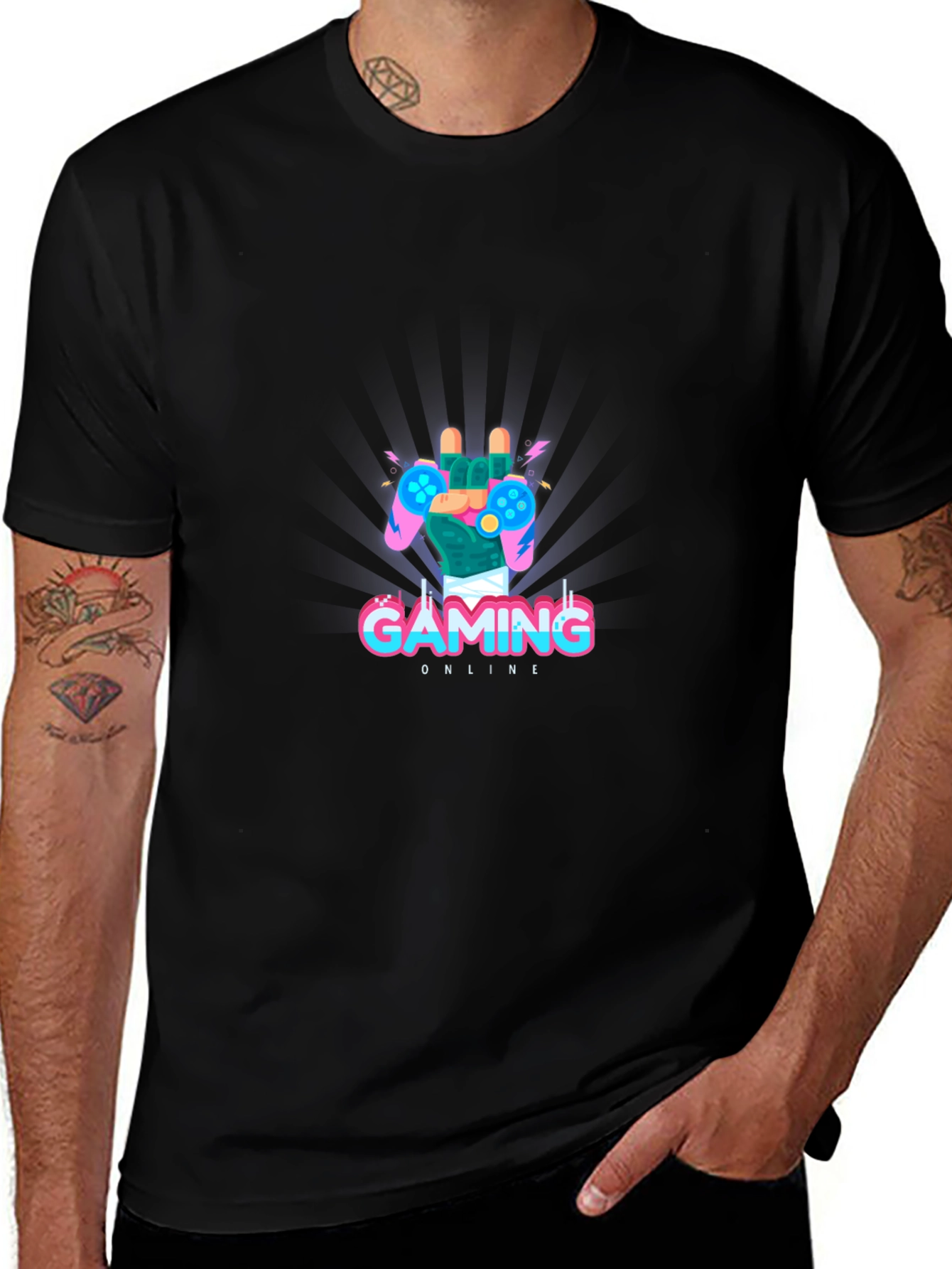 Variant 21 of Gaming Online Black T-Shirt