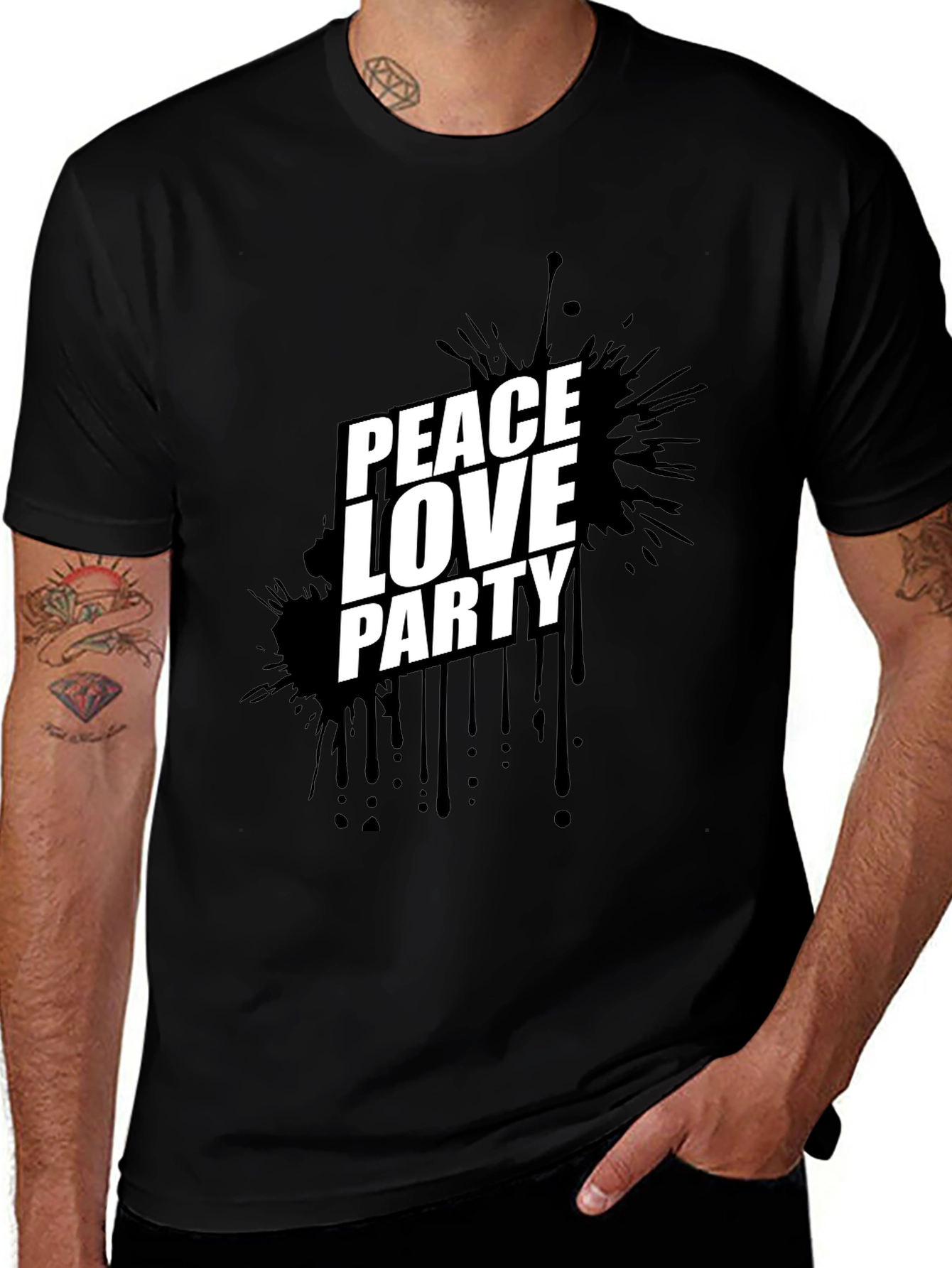 Variant 30 of Peace Love Party Black Graphic Tee
