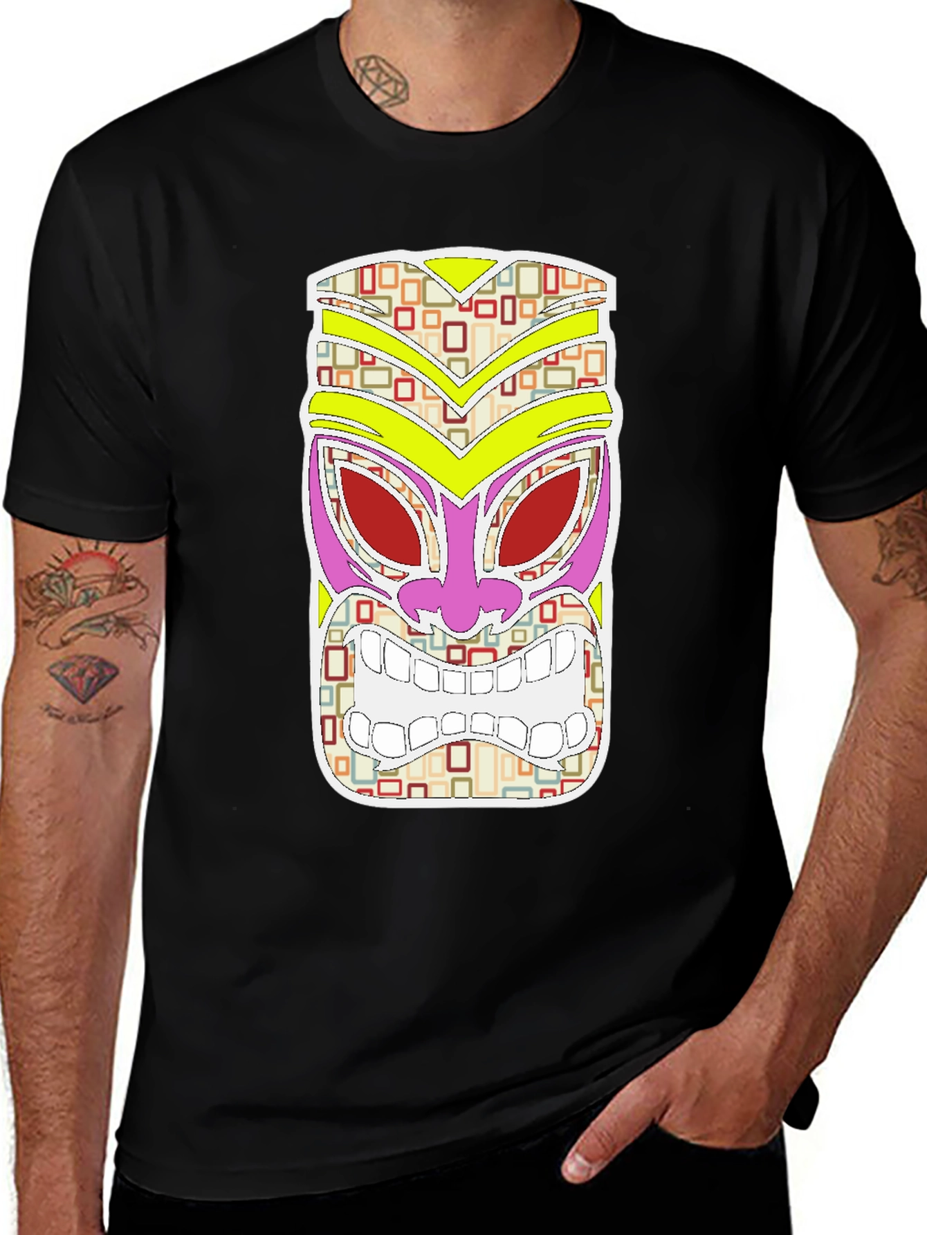 Tiki Mask Graphic Tee - Island Vibes