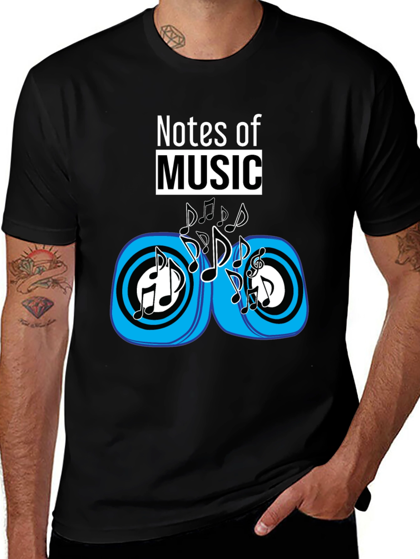 Variant 5 of Notes of Music Black Graphic Tee