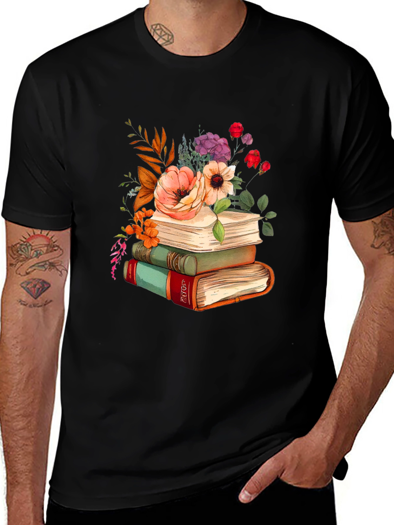 Variant 6 of Floral Books T-Shirt - Reader's Delight