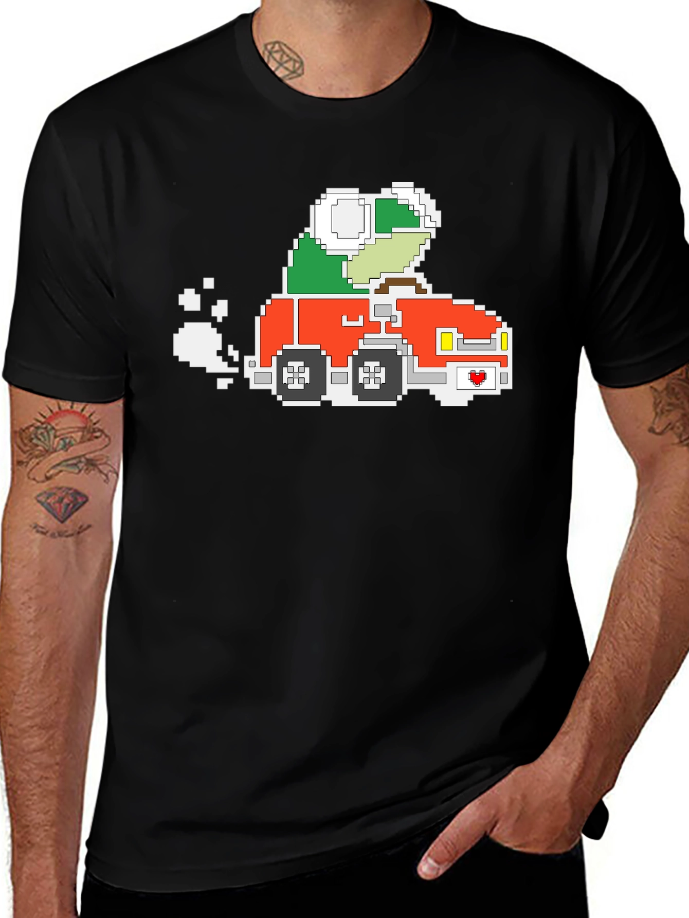 Variant 26 of Pixel Art Frog Car T-Shirt - Black