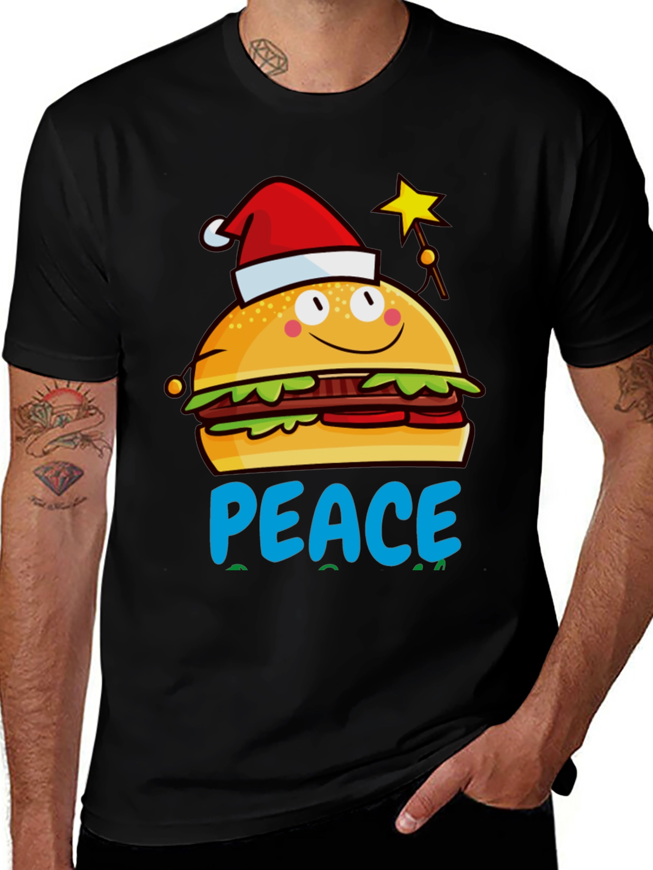 Christmas Burger Peace T-Shirt
