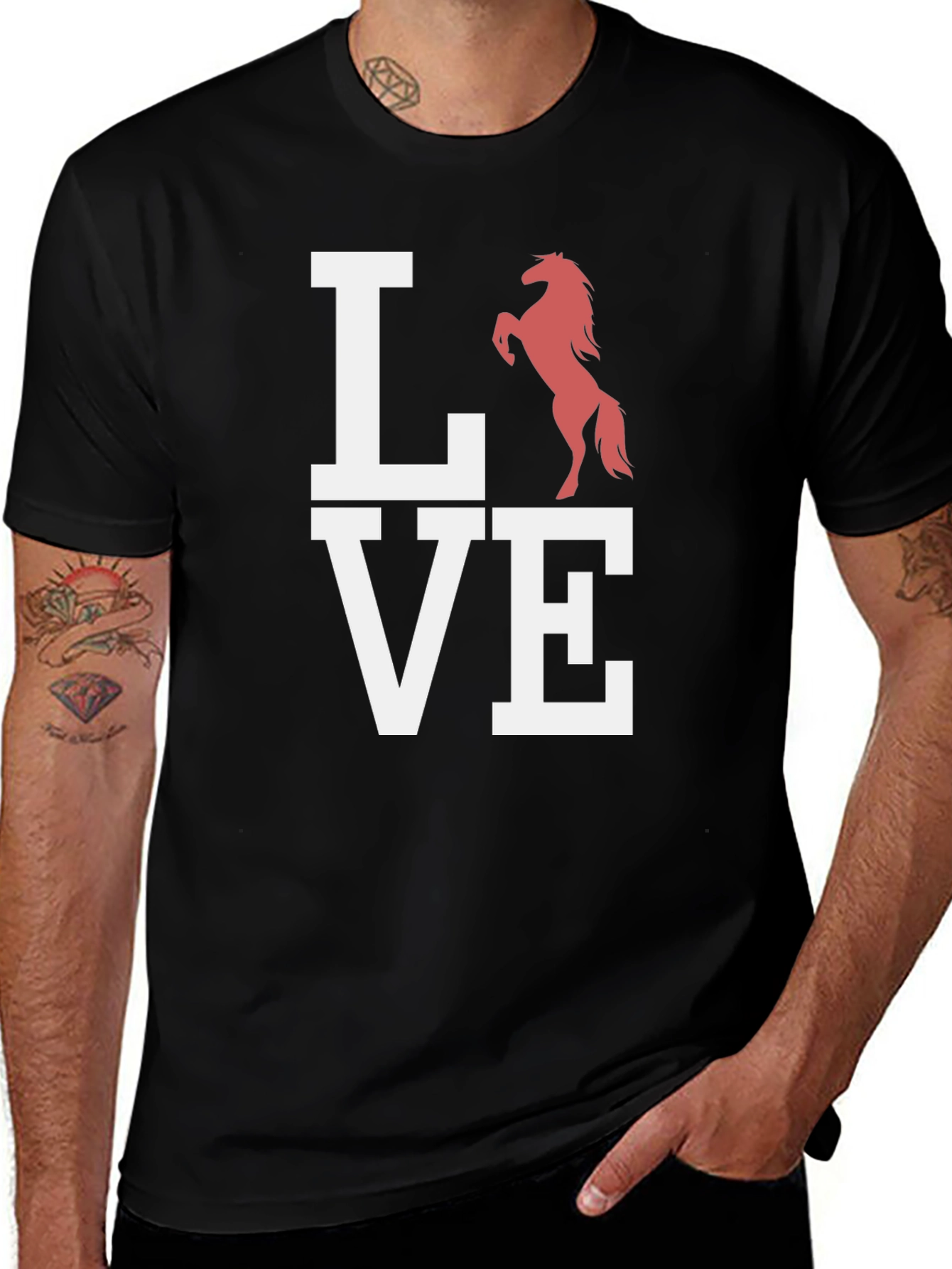 Variant 7 of Love Horse Graphic T-Shirt, Men's Black Tee