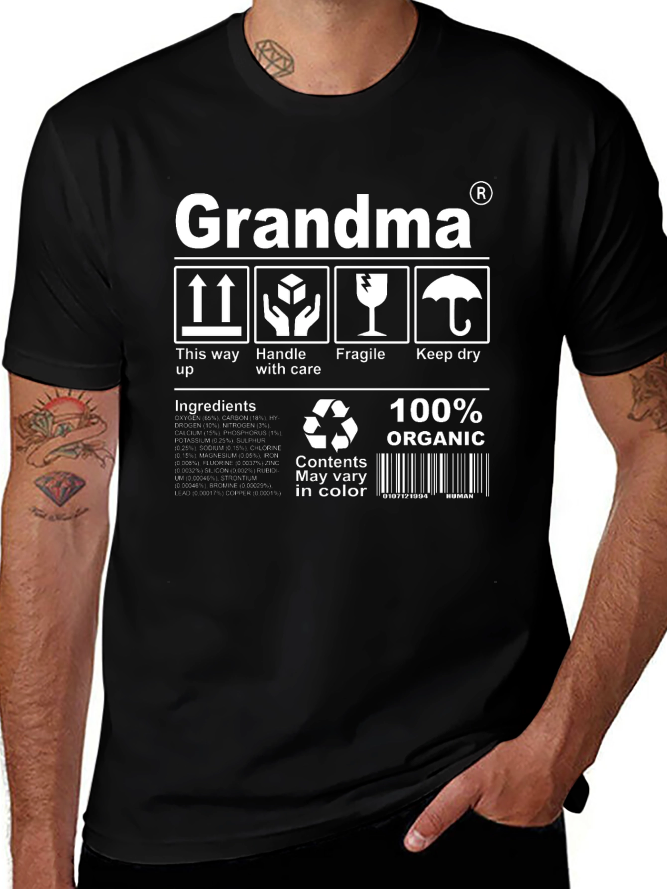 Variant 30 of Grandma Organic Ingredients T-Shirt - Novelty Gift Tee