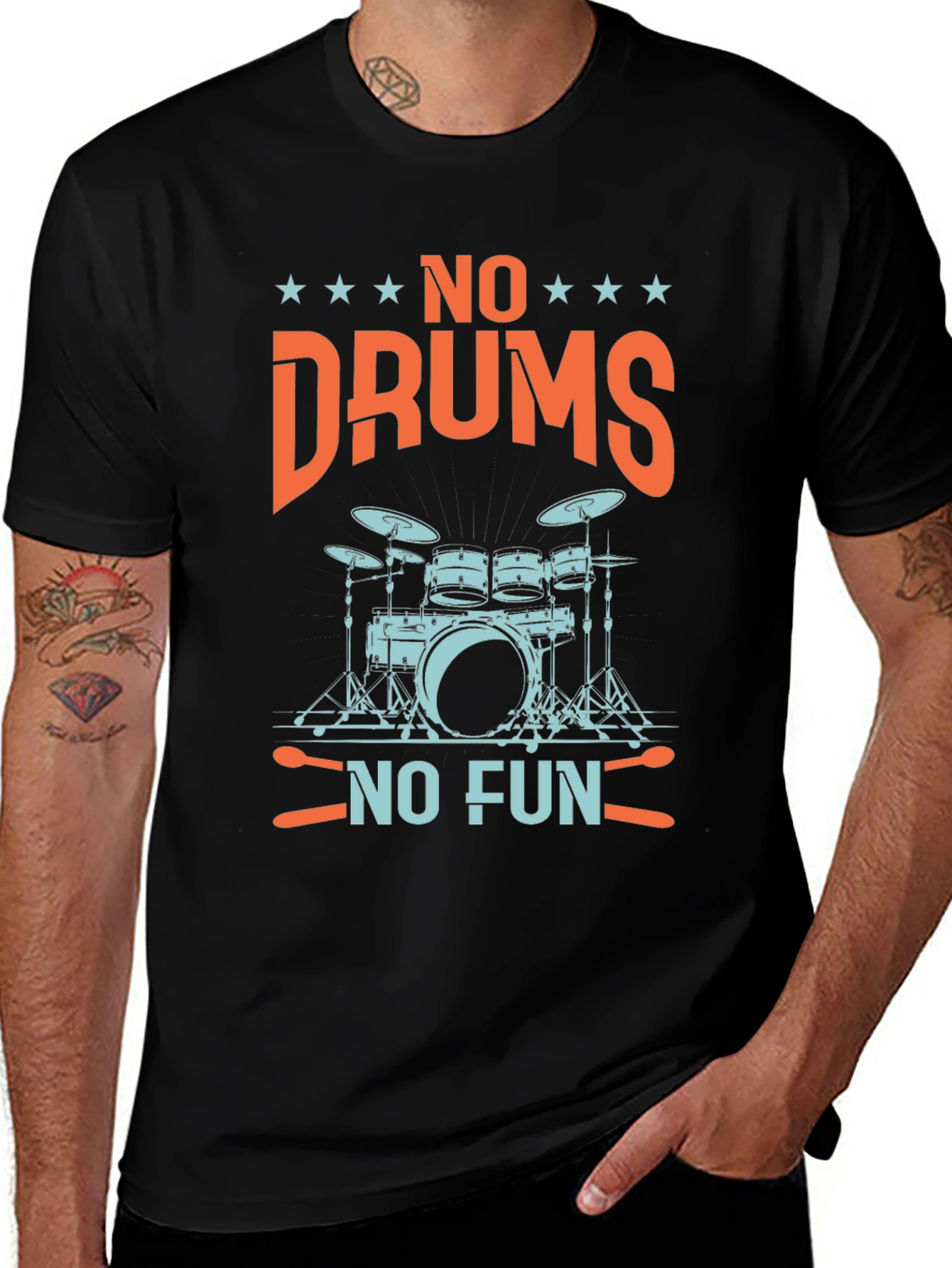 Variant 19 of No Drums No Fun Graphic T-Shirt