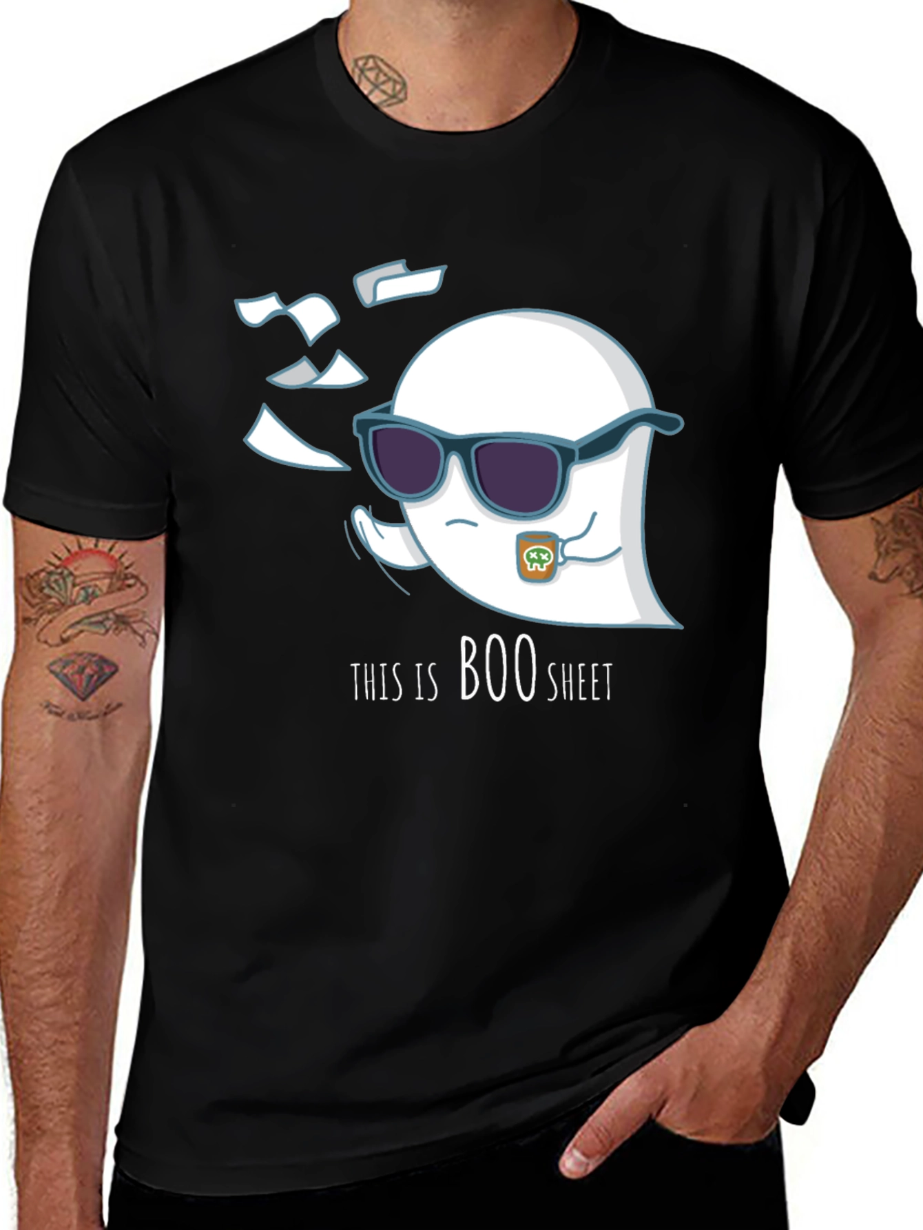 Variant 20 of Cool Boo Sheet T-Shirt - Ghost Design