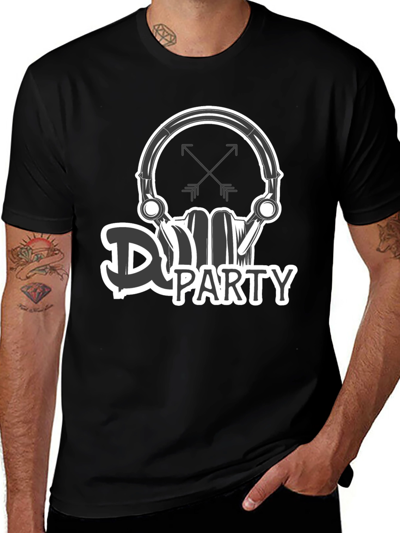 Variant 18 of DJ Party Skull Graphic Black T-Shirt