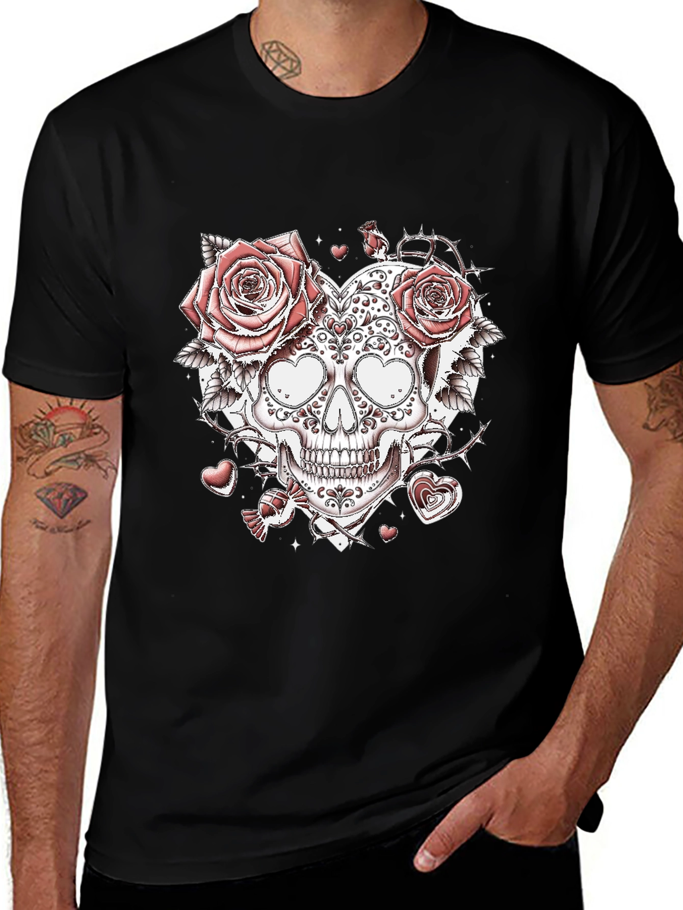 Variant 6 of Skull & Roses Graphic Tee