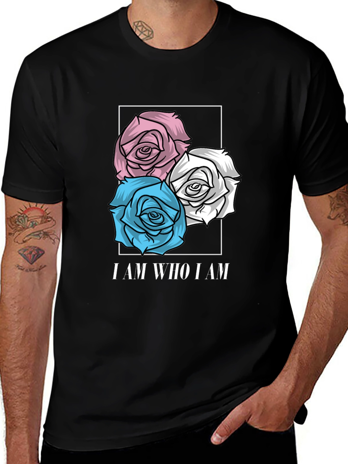 Variant 25 of Trans Pride Rose T-Shirt - I AM WHO I AM