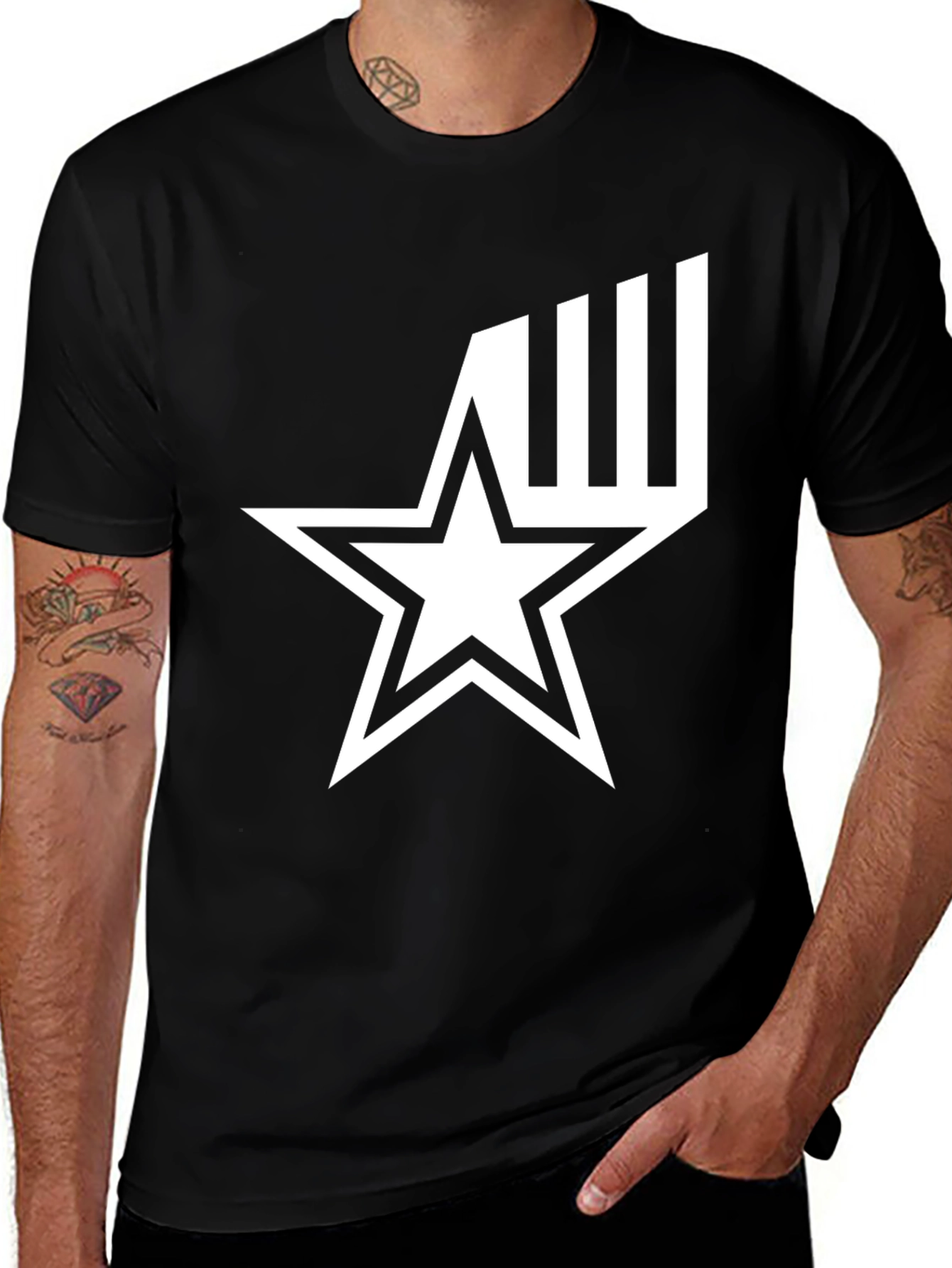 Black Star Graphic Black T-Shirt - Modern Style main image
