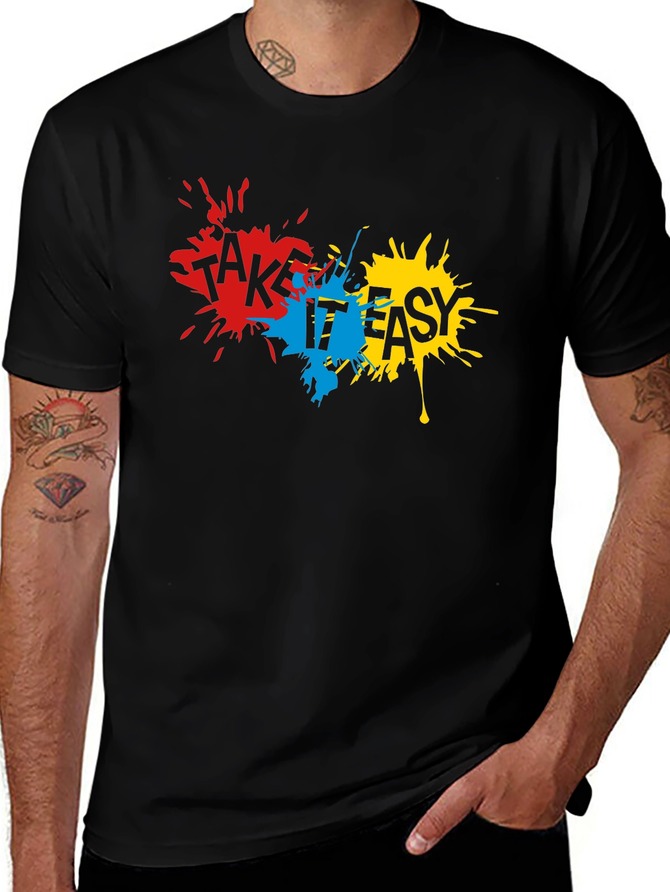 Variant 4 of Take It Easy Graphic Black T-Shirt