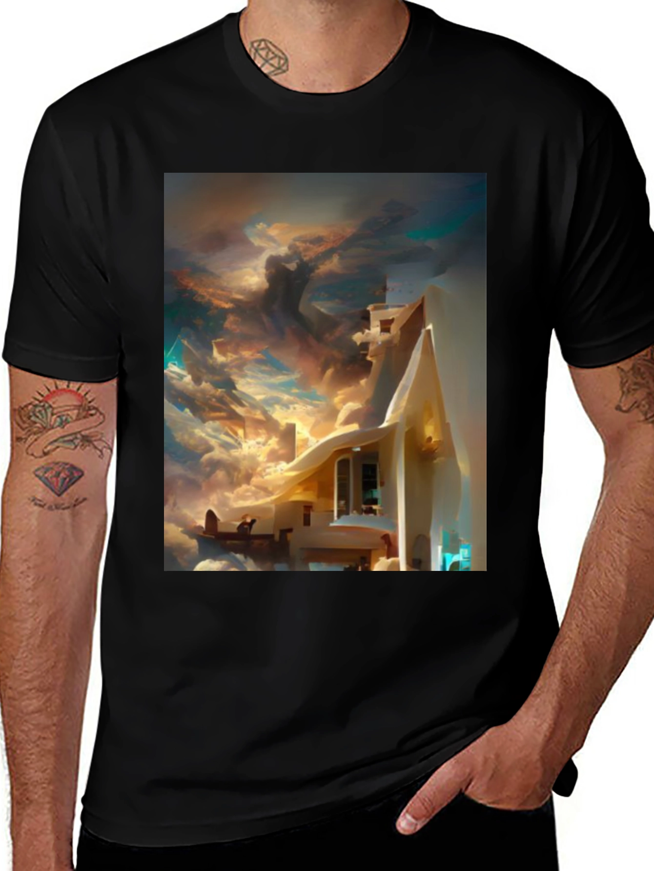 Variant 11 of Surreal Skyscape T-Shirt - Artistic Dreamscape Design
