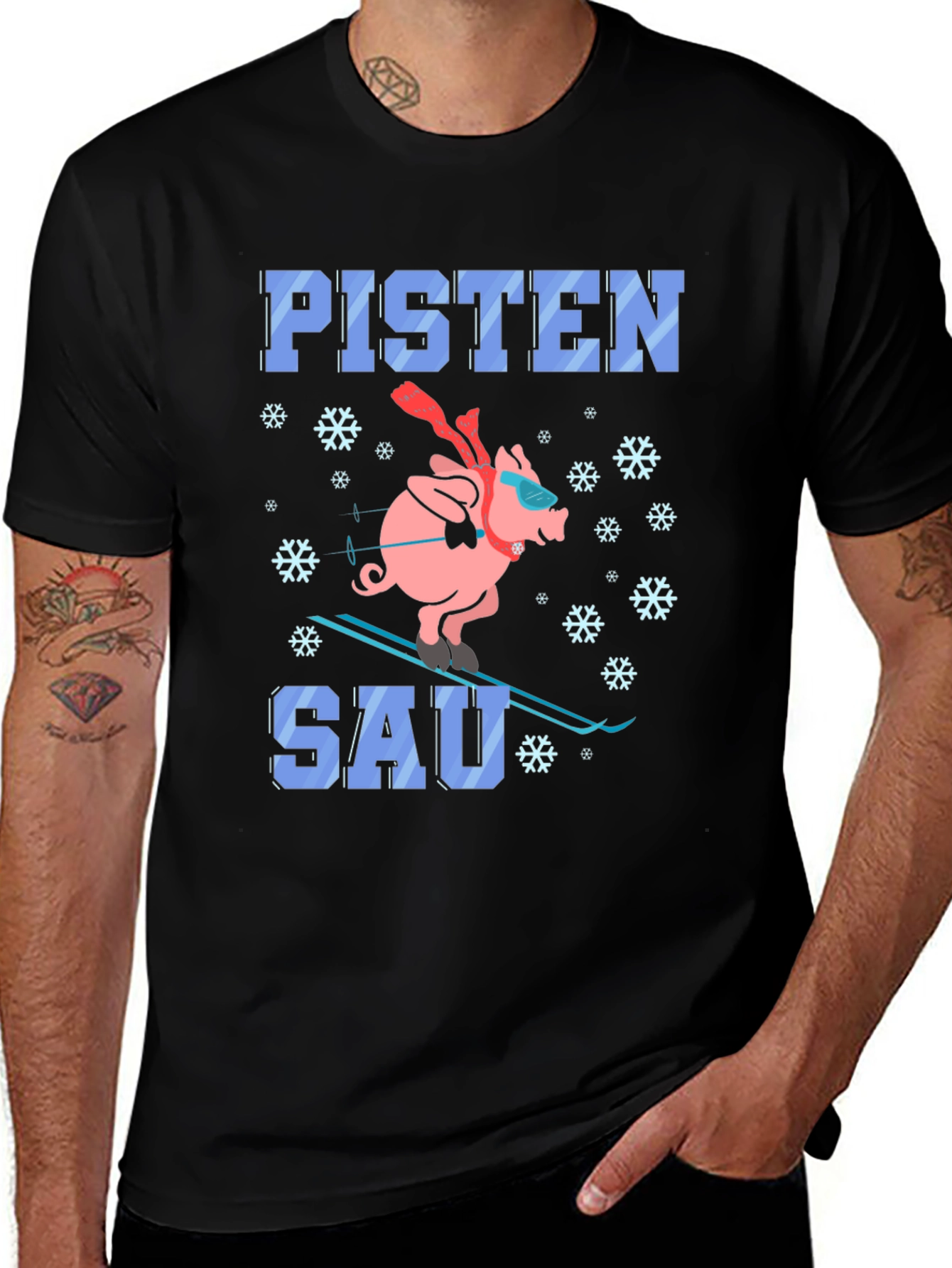 Variant 10 of Pisten Sau Ski Pig T-Shirt