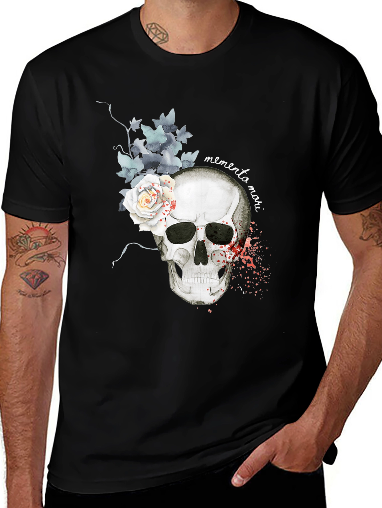 Variant 18 of Memento Mori Skull & Rose Graphic Tee