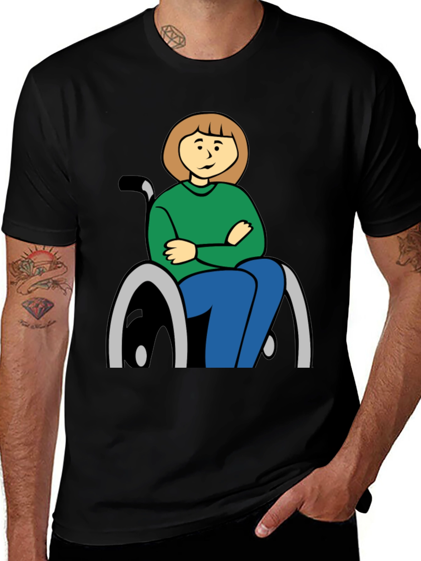 Variant 3 of Cartoon Woman in Wheelchair Graphic Tee