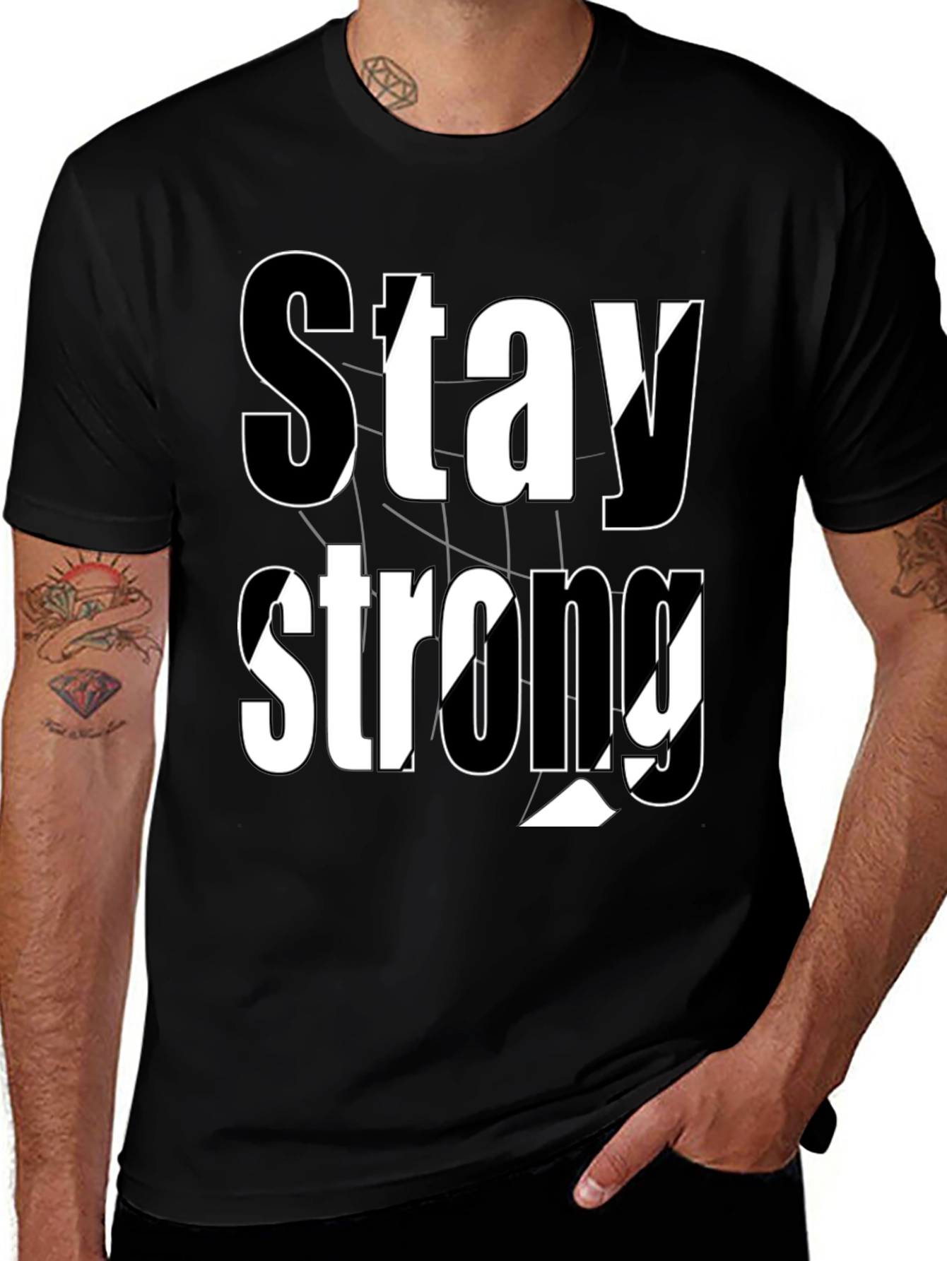 Variant 24 of Stay Strong Black Graphic Tee