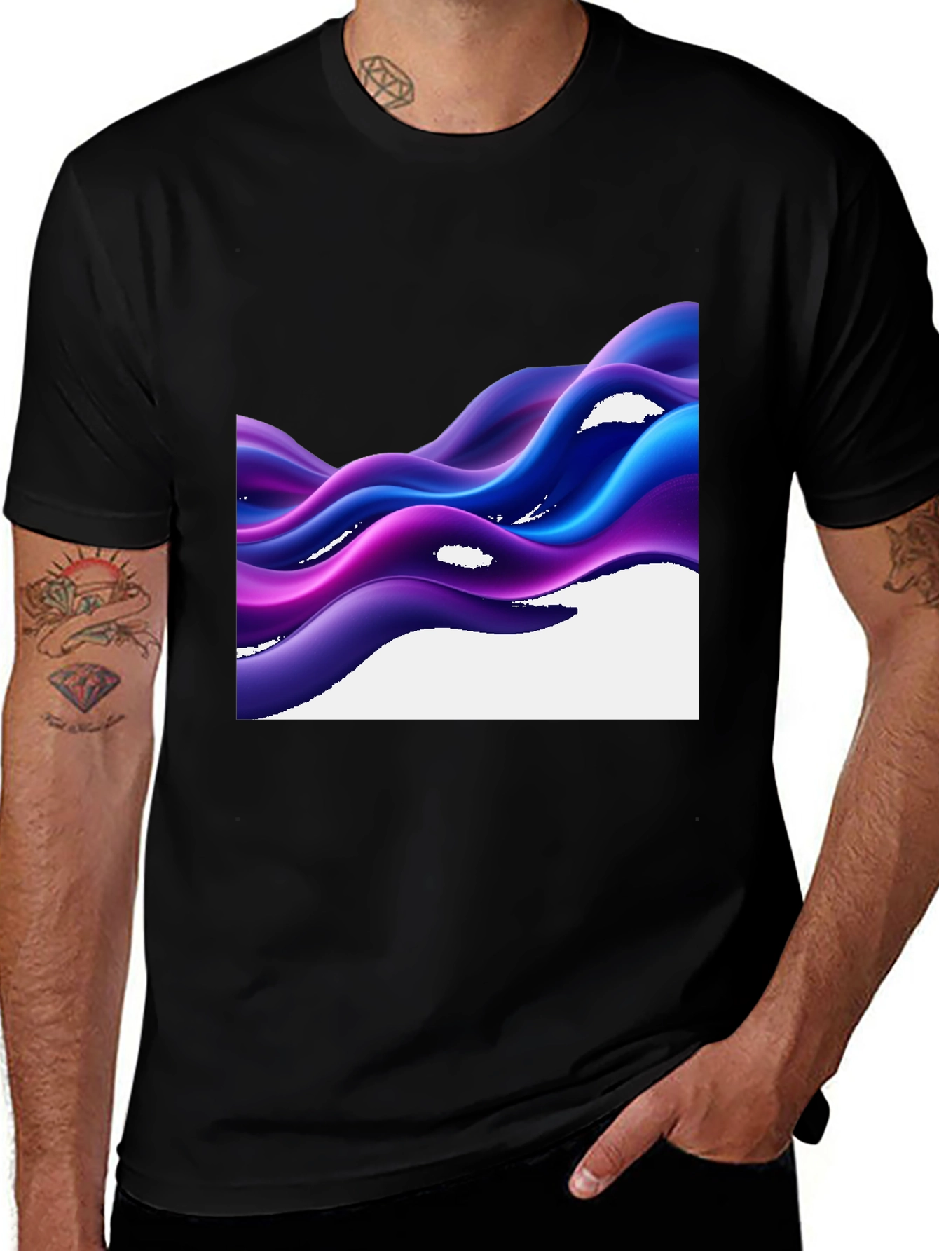 Variant 11 of Abstract Wave Graphic Black T-Shirt