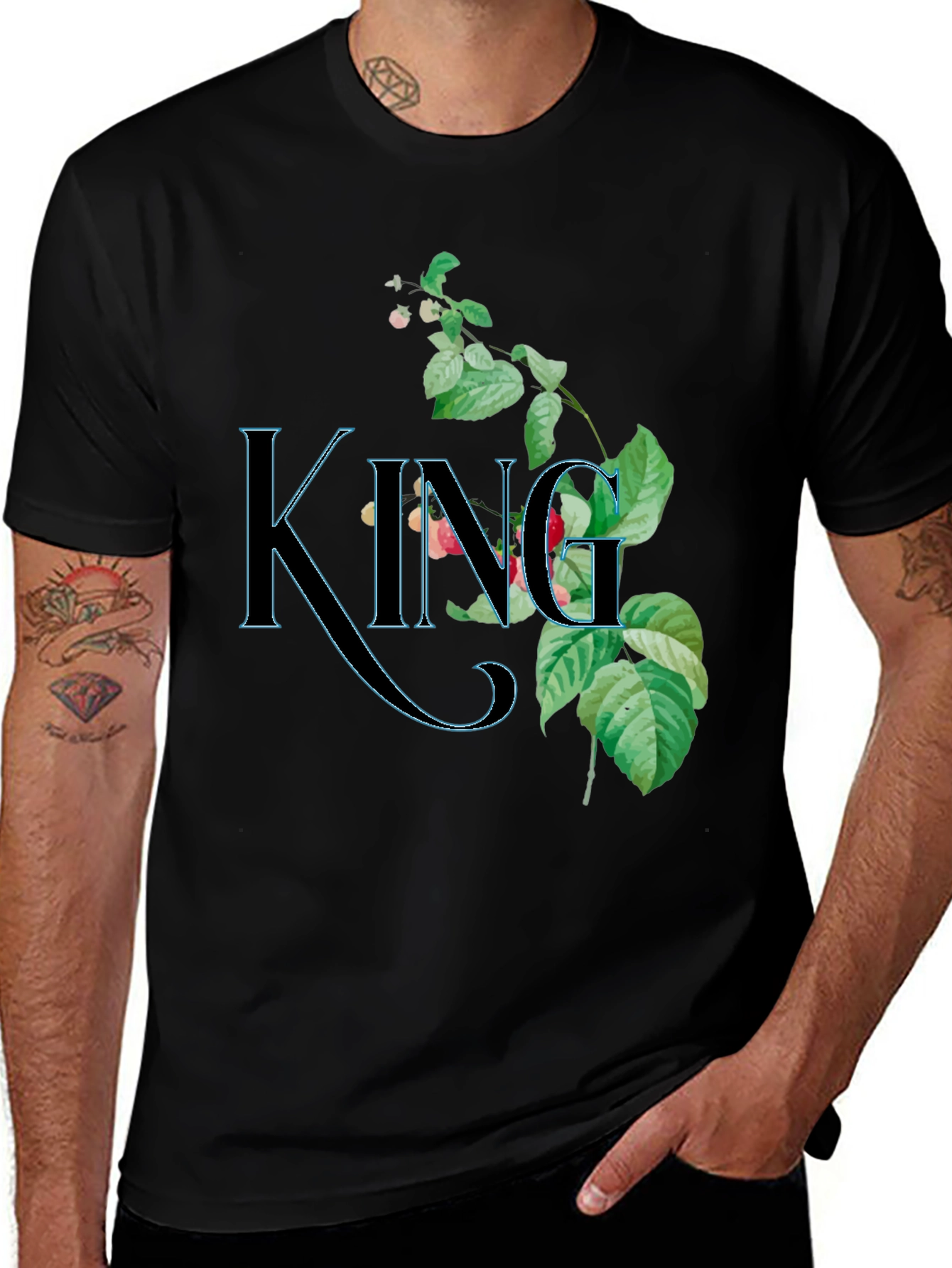 Variant 11 of Floral King Graphic Black T-Shirt