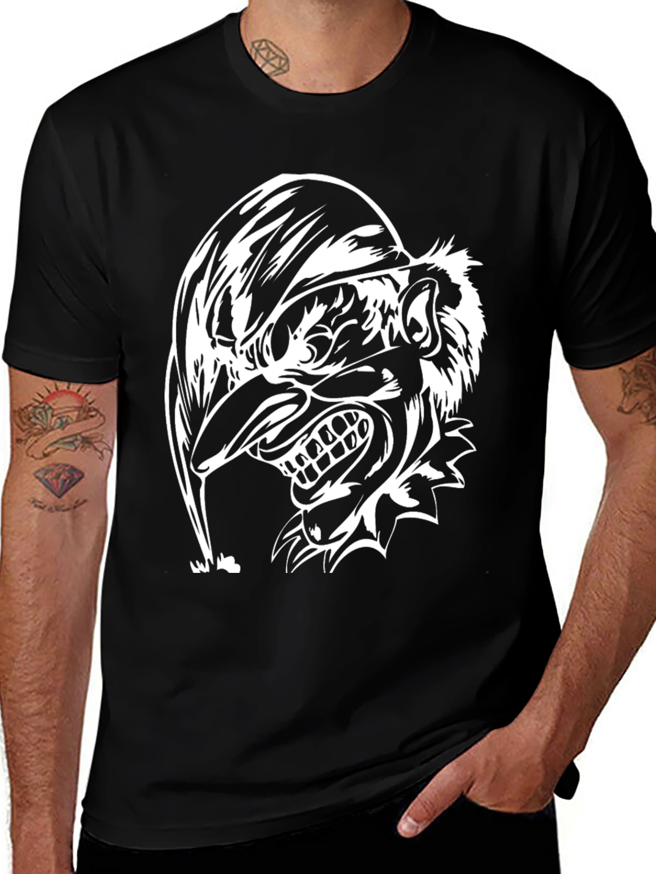 Variant 30 of Men's Black T-Shirt - Jester Graphic Print