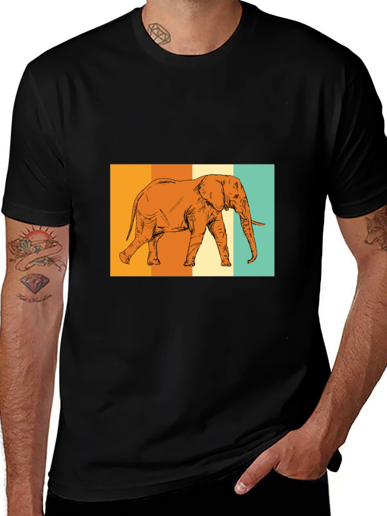 Black Elephant Graphic Tee - Stylish Black T-Shirt main image