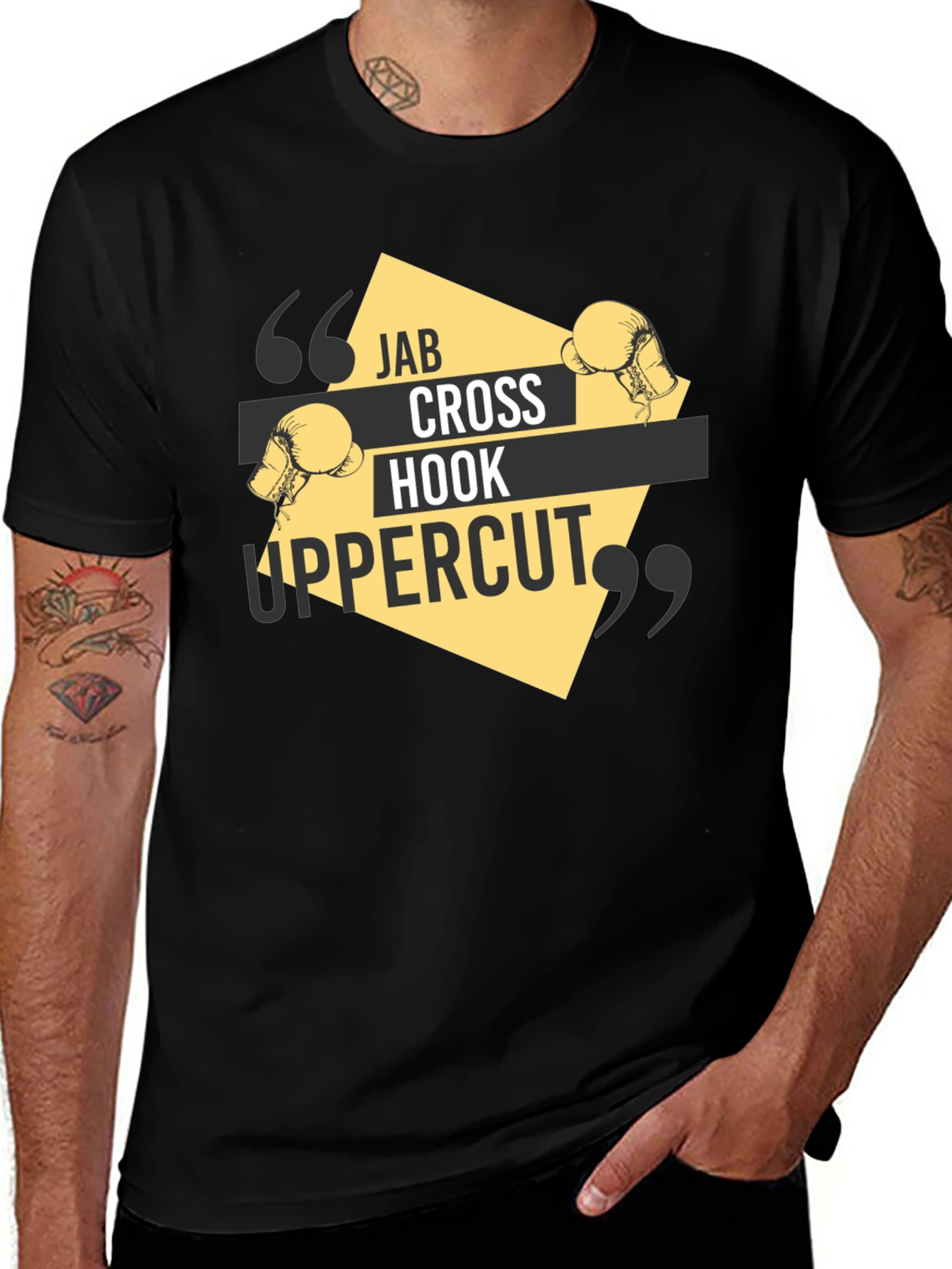 Variant 17 of Boxing Moves Graphic Tee - Jab Cross Hook Uppercut