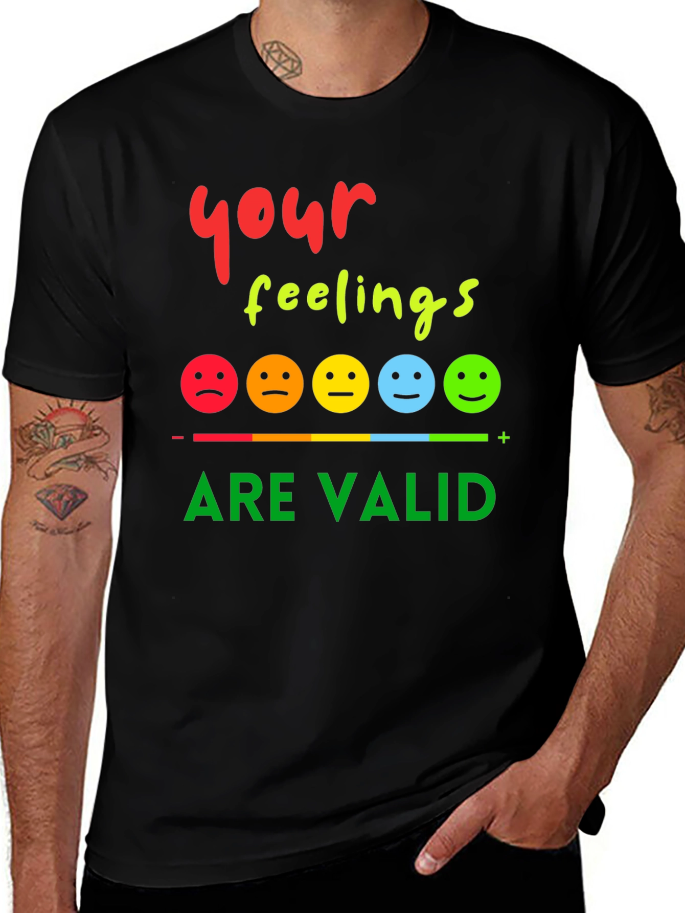 Variant 19 of Feelings Are Valid Graphic Tee - Black
