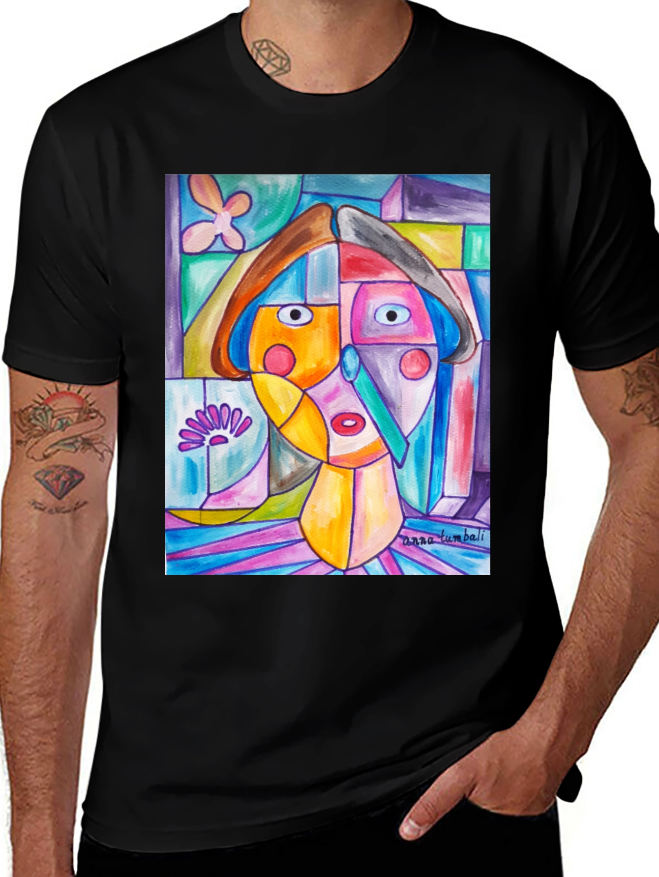 Variant 2 of Abstract Art Print Black T-Shirt