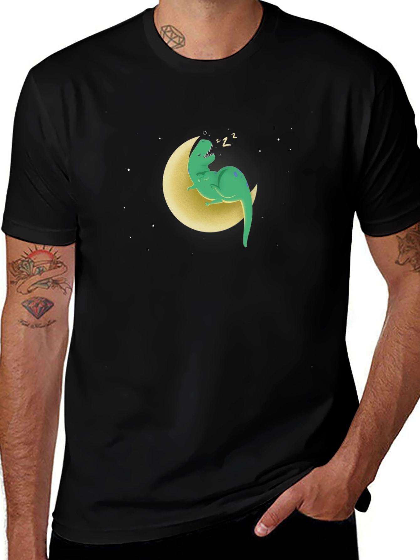 Variant 7 of Dino Moon T-Shirt - Funny Sleepy Dinosaur Tee