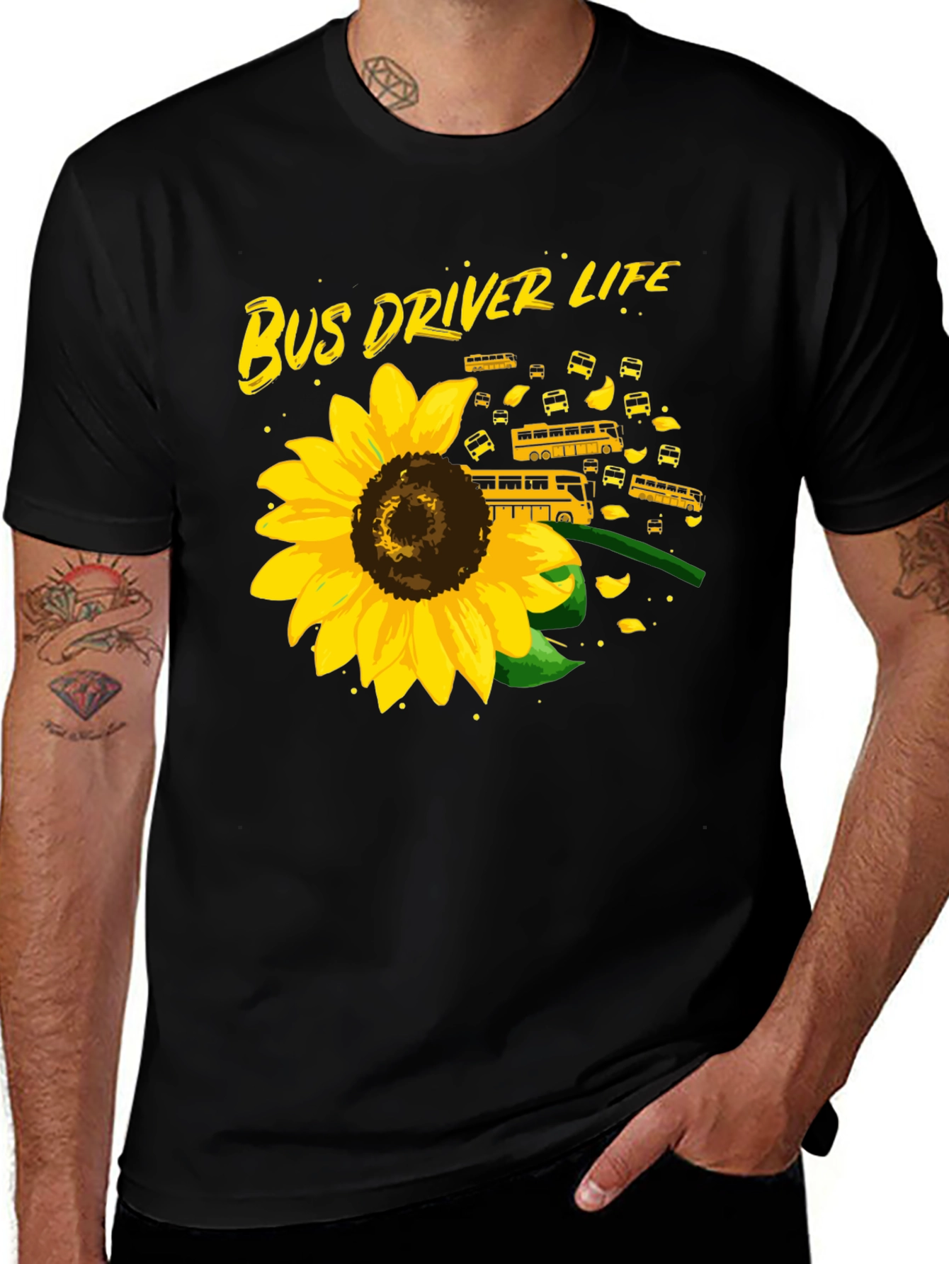 Variant 11 of Bus Driver Life Sunflower Graphic T-Shirt