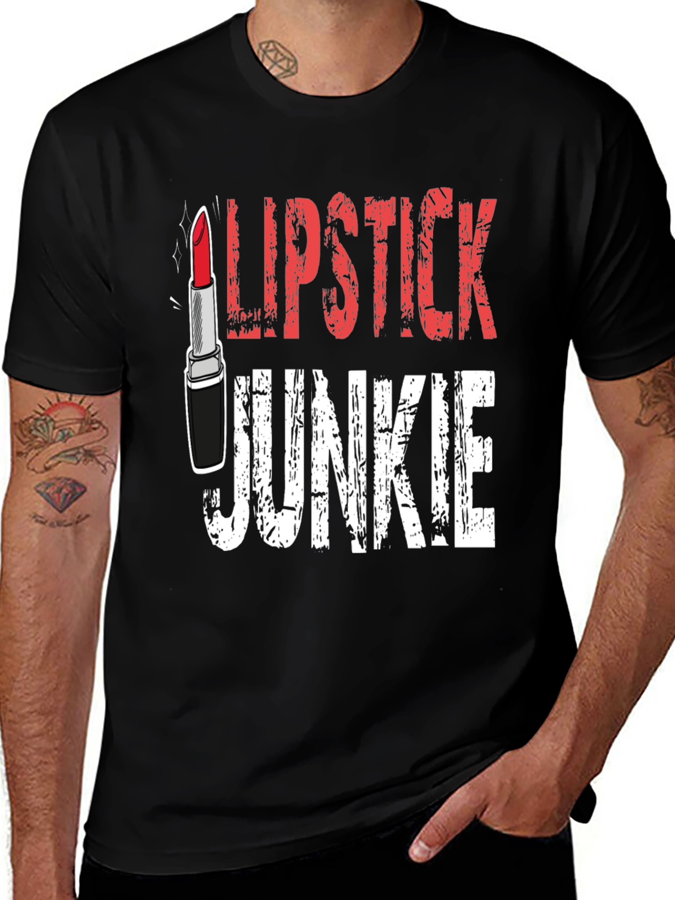 Black Lipstick Junkie Graphic Tee - Black Cotton T-Shirt main image