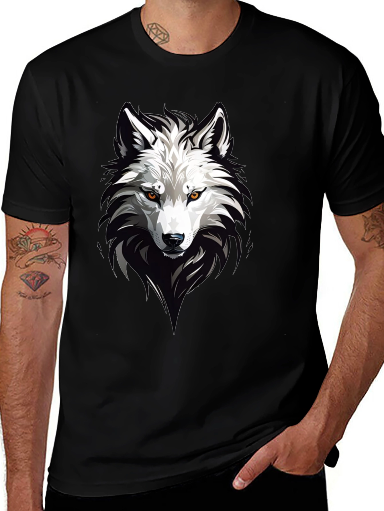 Variant 17 of Wolf Graphic Black T-Shirt