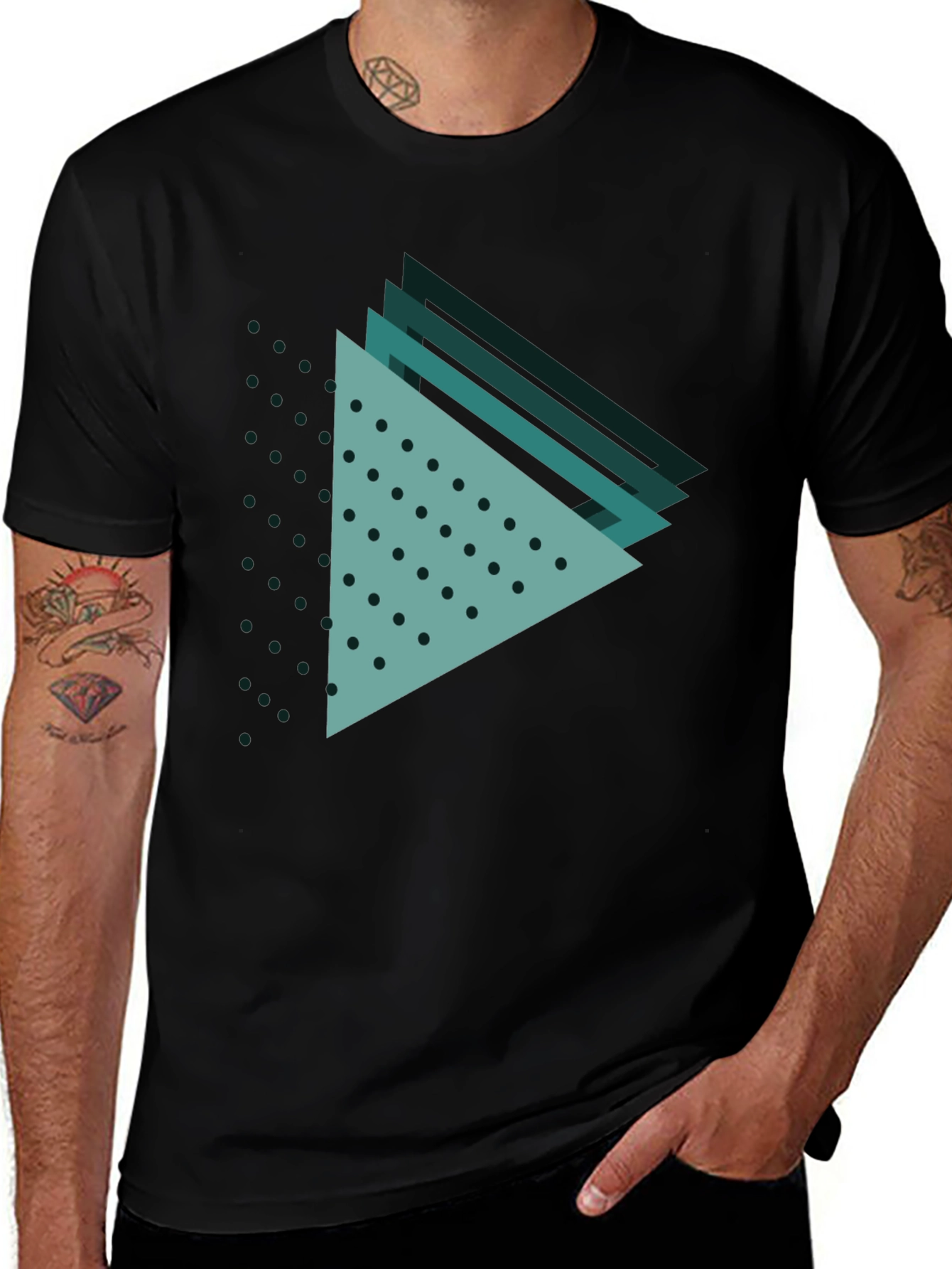 Geometric Triangle Graphic Tee - Modern Casual Style