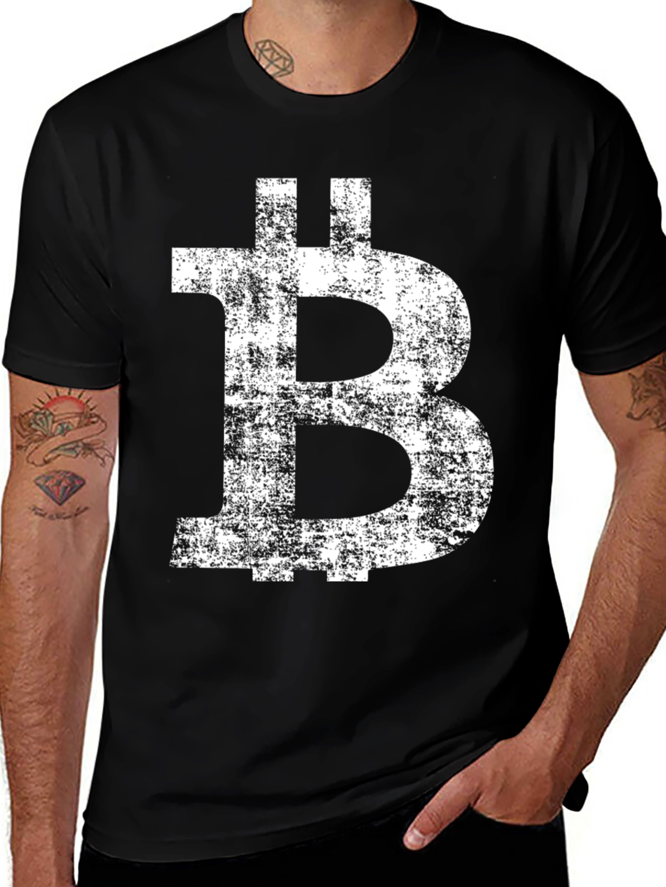 Bitcoin Distressed Logo T-Shirt - Crypto Currency Tee