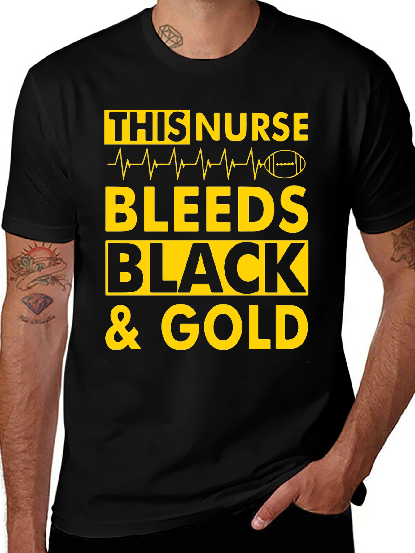 Variant 9 of Nurse Bleeds Black & Gold Graphic T-Shirt