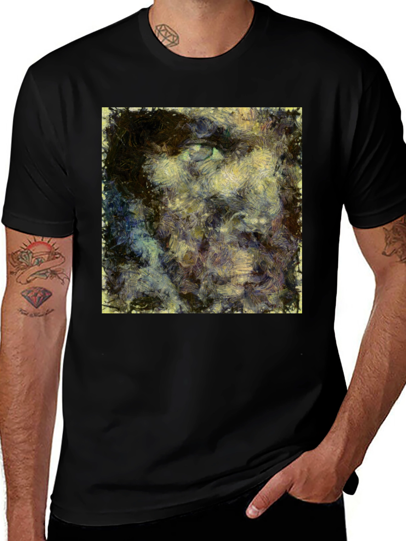 Variant 30 of Abstract Portrait Graphic Tee - Black Cotton Comfort