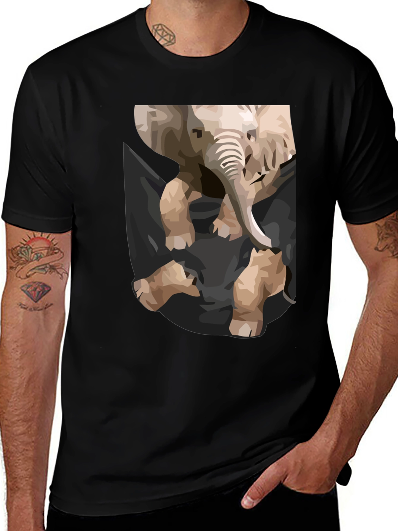 Variant 14 of Elephant Pocket Graphic Tee - Casual Cool