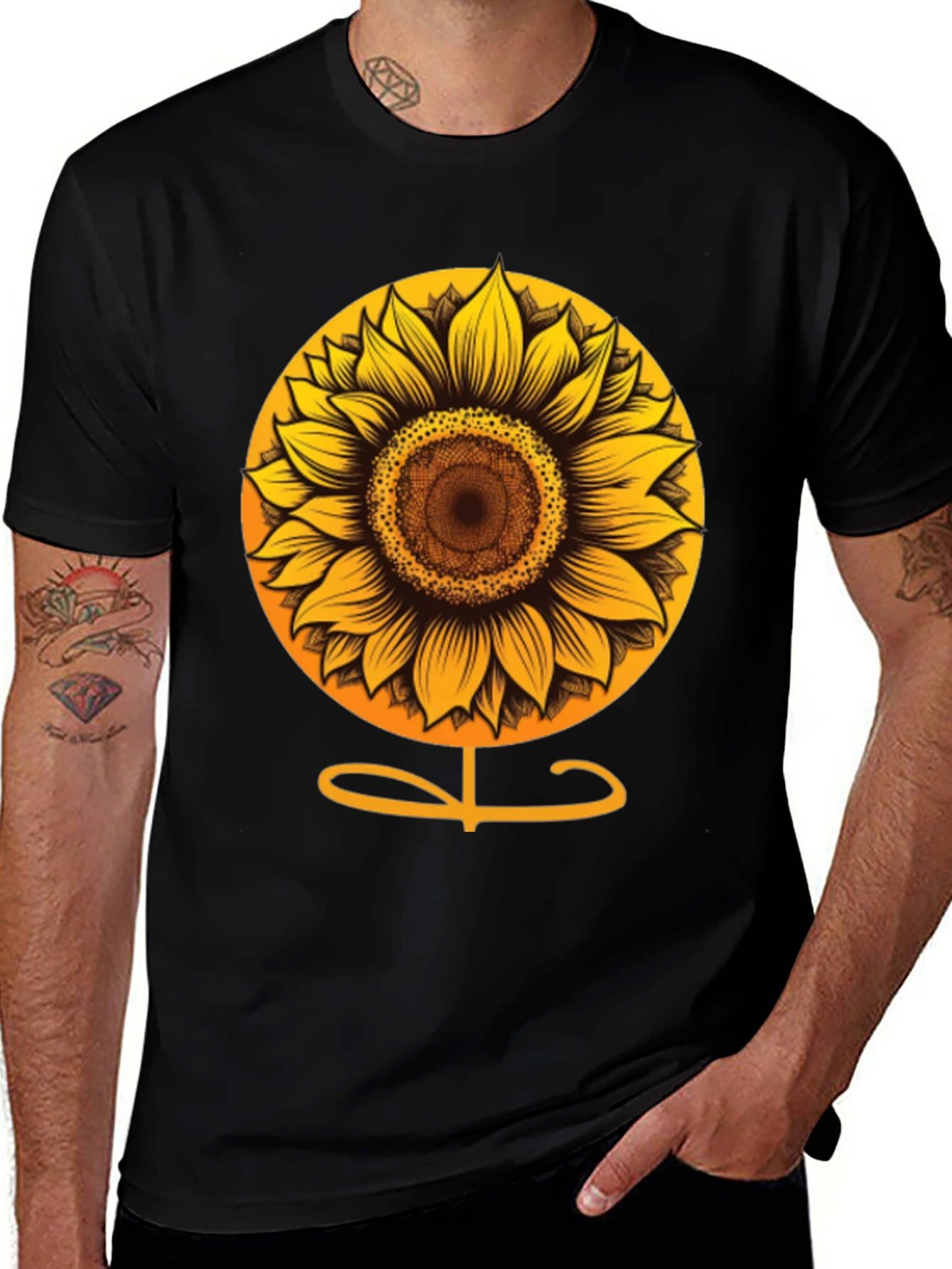 Variant 11 of Sunflower Graphic Black T-Shirt